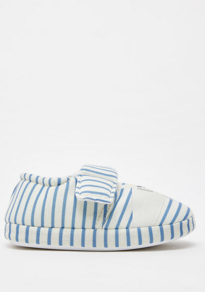 Striped Bedroom Slippers with Hook and Loop Closure-Boy%27s Bedroom Slippers-image-0