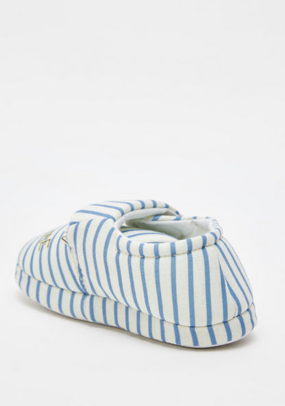 Striped Bedroom Slippers with Hook and Loop Closure-Boy%27s Bedroom Slippers-image-2