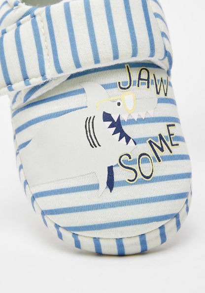 Striped Bedroom Slippers with Hook and Loop Closure-Boy%27s Bedroom Slippers-image-3