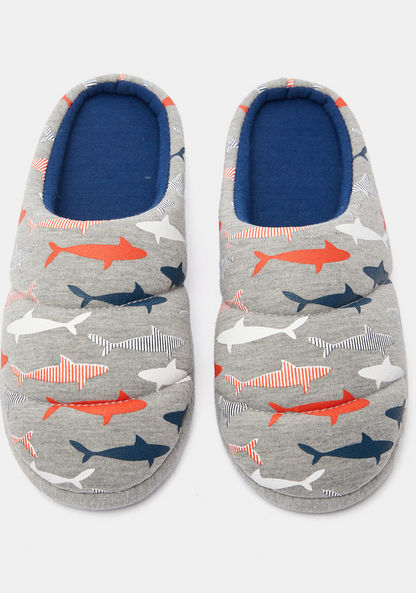 Shark Print Padded Bedroom Slide Slippers