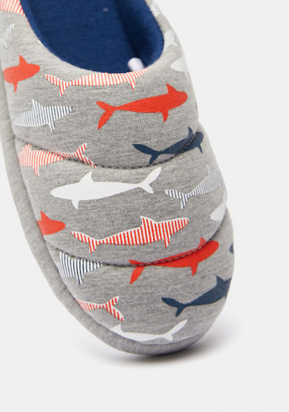 Shark Print Padded Bedroom Slide Slippers