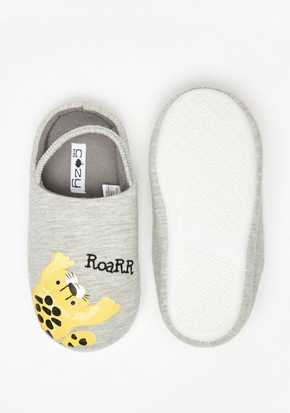 Cozy Cat Embroidered Bedroom Slippers with Slingback Closure