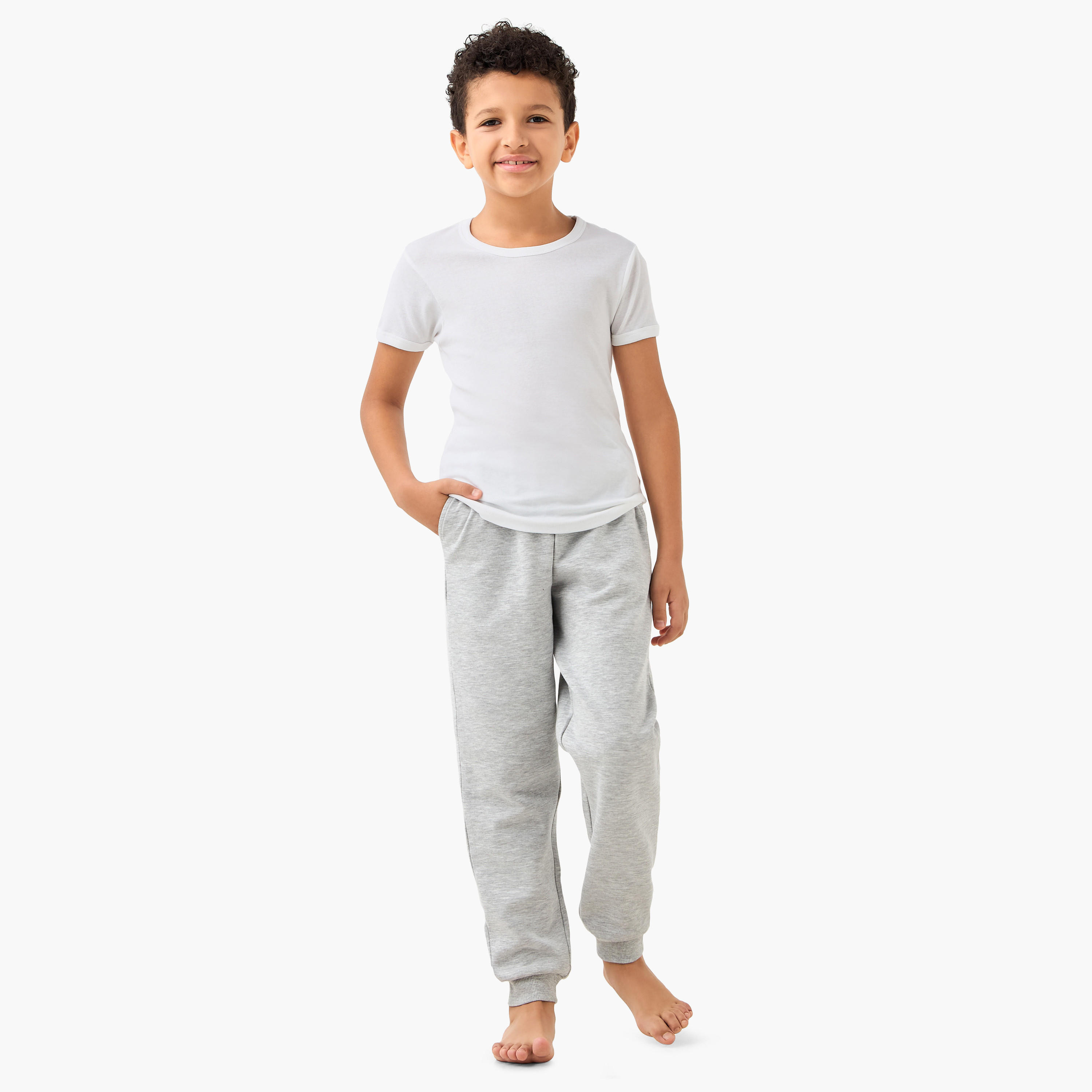 تيشيرت سادة بياقة مستديرة وأكمام قصيرة من جونيورز-boys-clothing-innerwear-vests-image-3