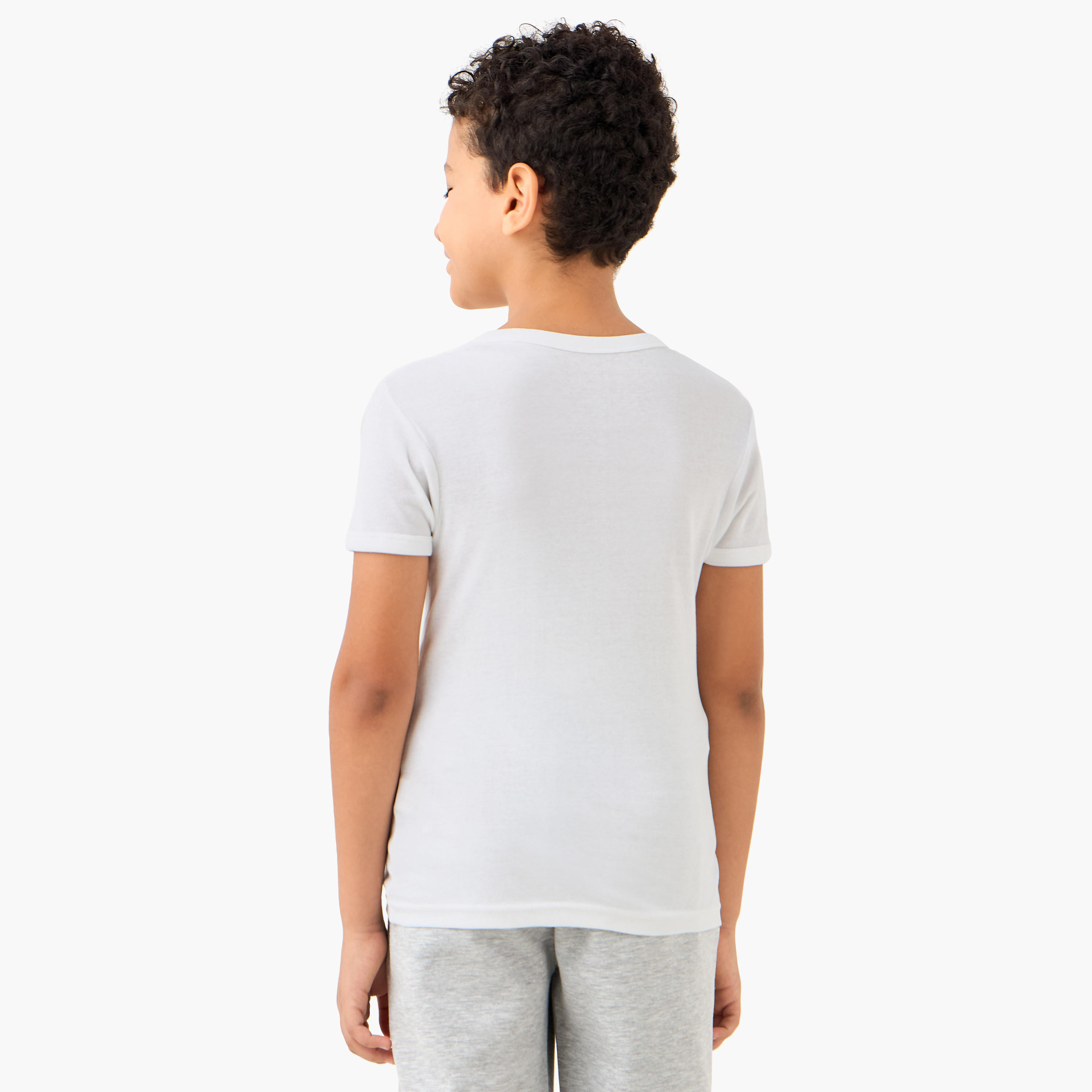Juniors Solid Vest with Round Neck and Short Sleeves-boys-clothing-innerwear-vests-image-4