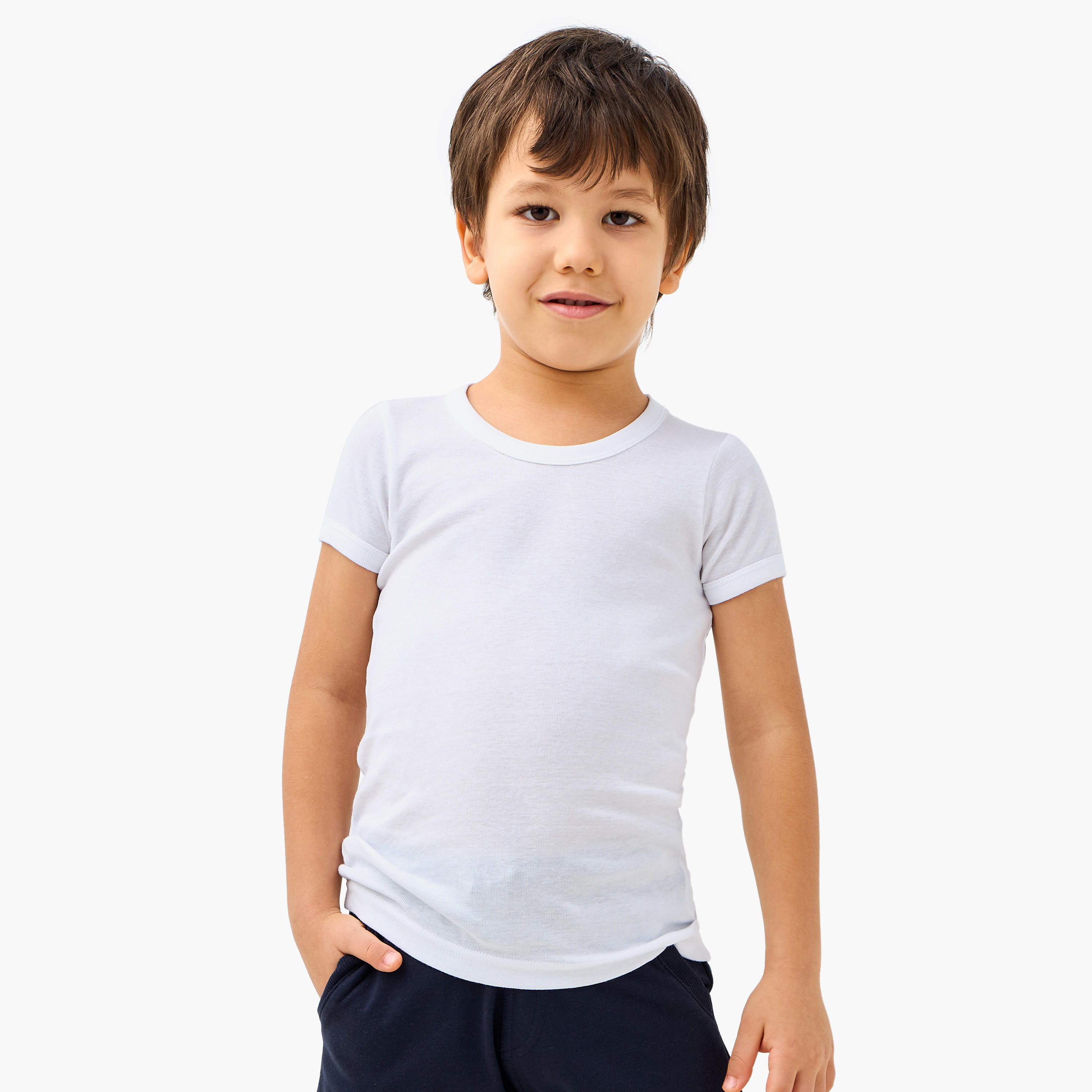 Juniors Solid Vest with Round Neck-boys-clothing-innerwear-vests-image-2