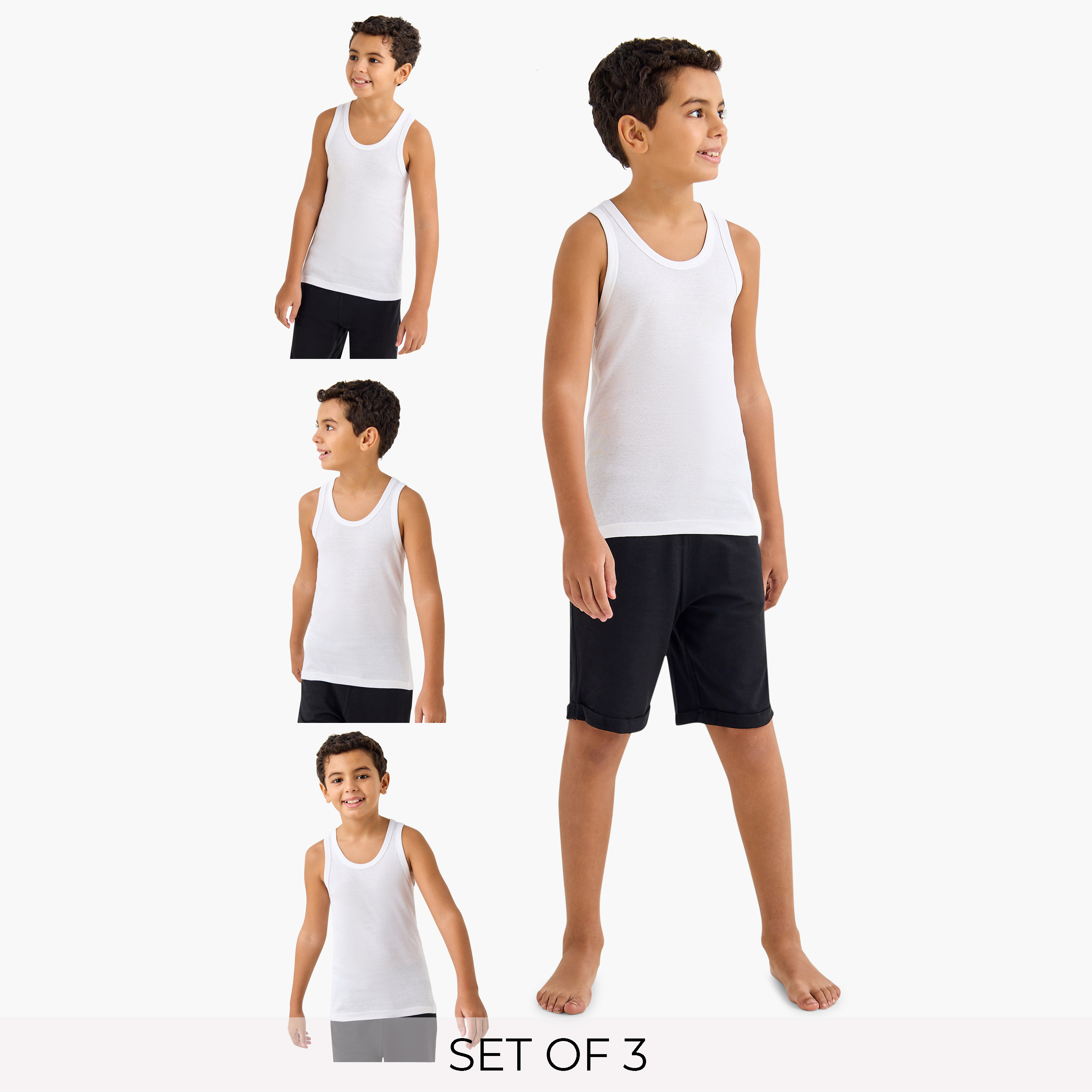 Juniors Solid Vests with Scoop Neck - Set of 3-boys-clothing-innerwear-vests-image-1