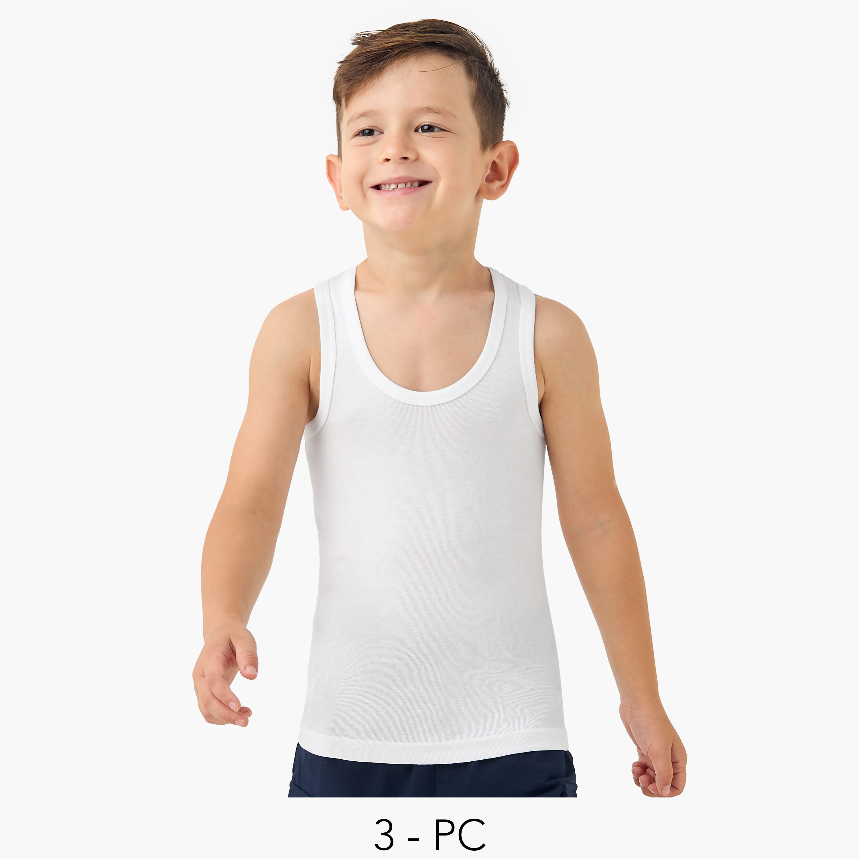 سترة بدون أكمام سادة من جونيورز- طقم من 3 قطع-boys-clothing-innerwear-vests-image-6