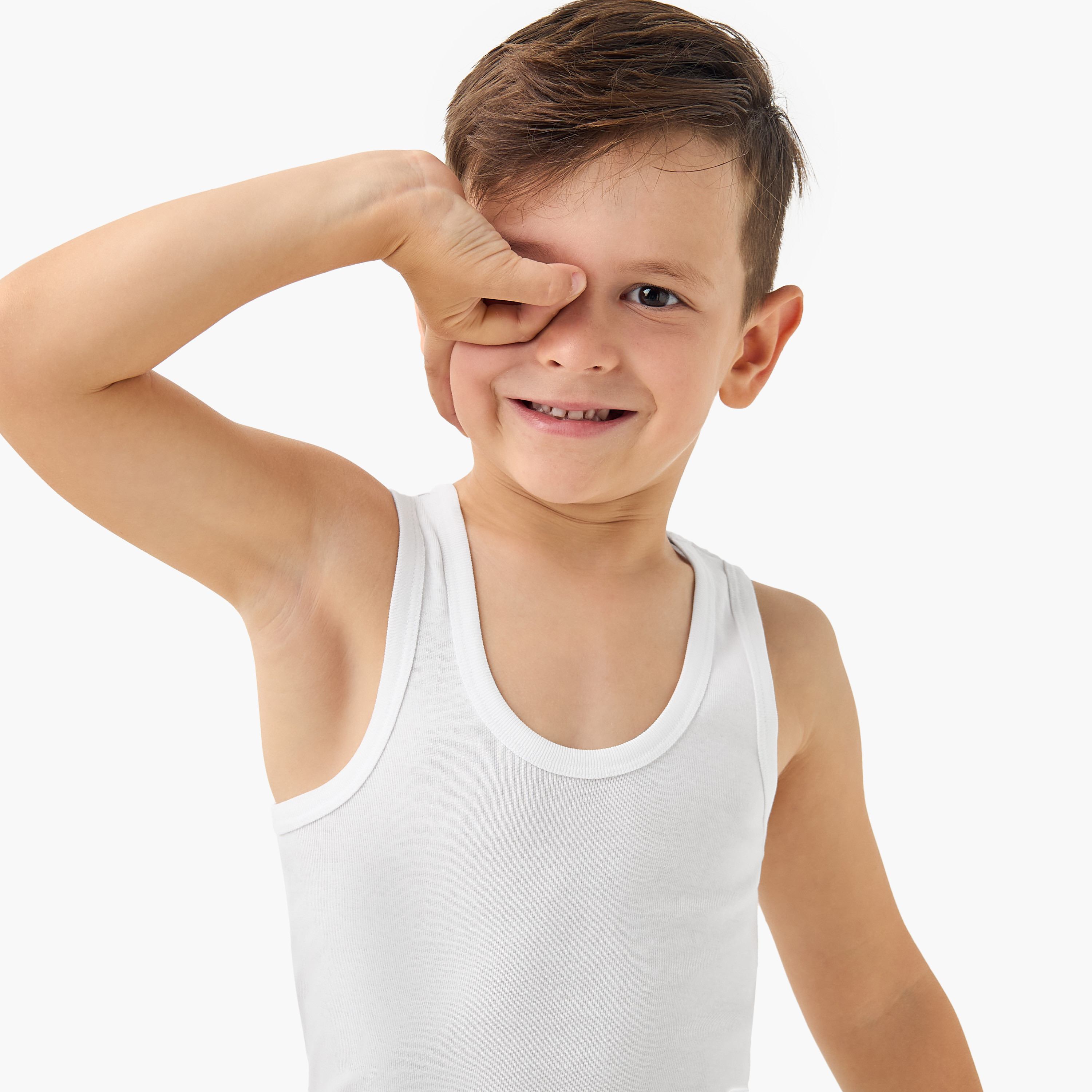 سترة بدون أكمام سادة من جونيورز- طقم من 3 قطع-boys-clothing-innerwear-vests-image-3
