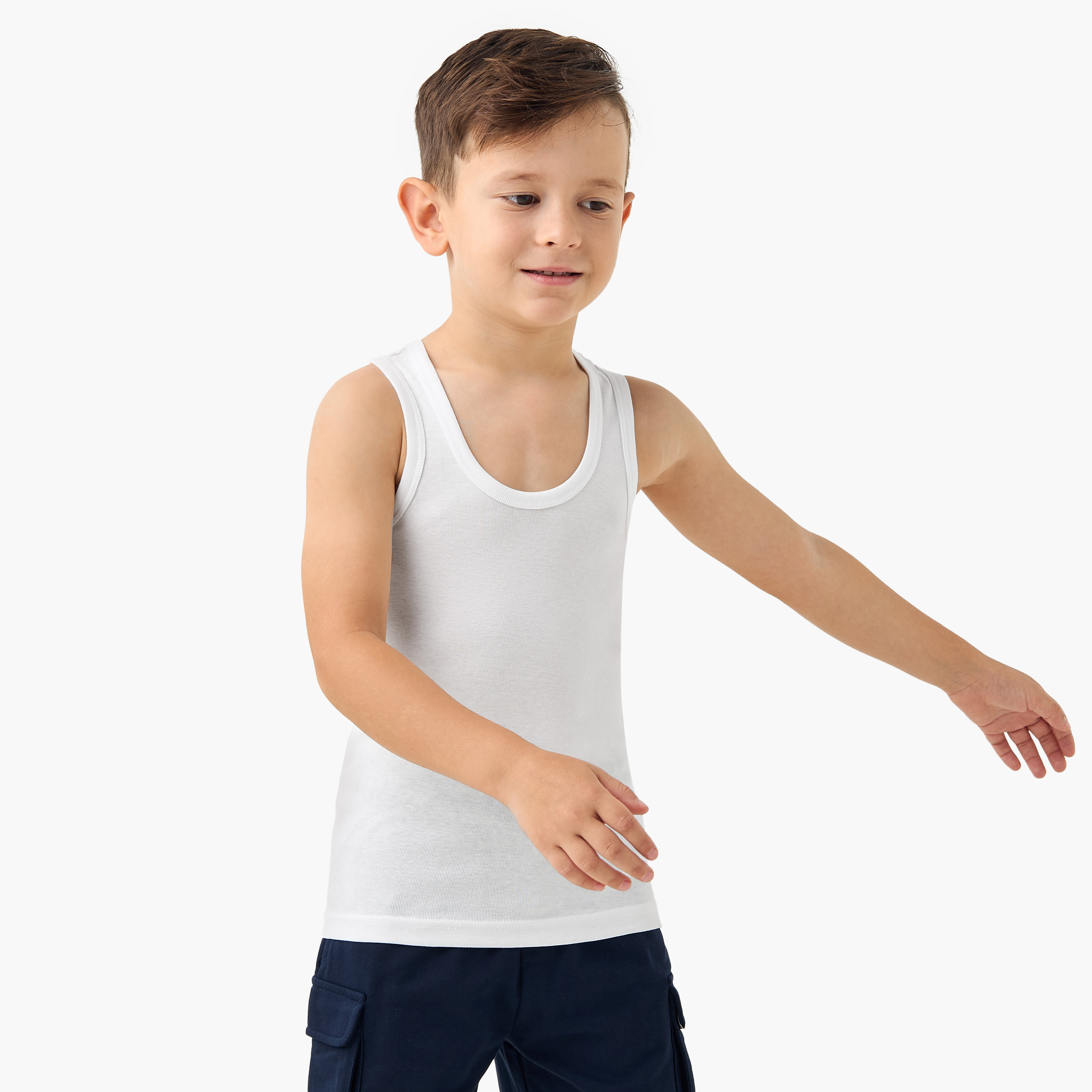 سترة بدون أكمام سادة من جونيورز- طقم من 3 قطع-boys-clothing-innerwear-vests-image-2