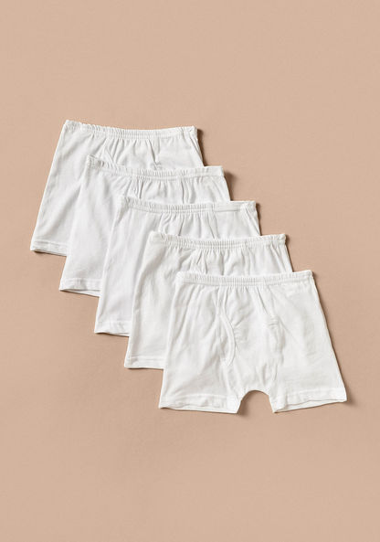 Juniors Solid Boxers with Elasticised Waistband - Set of 5