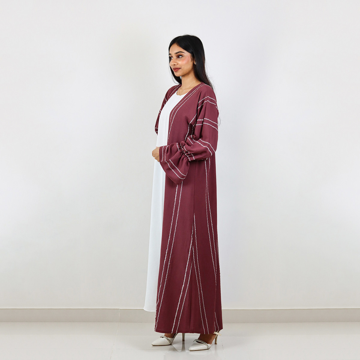 Nukhbaa Embroidered Open Front Abaya with Bell Sleeves-women-arabicclothing-abayas-image-2