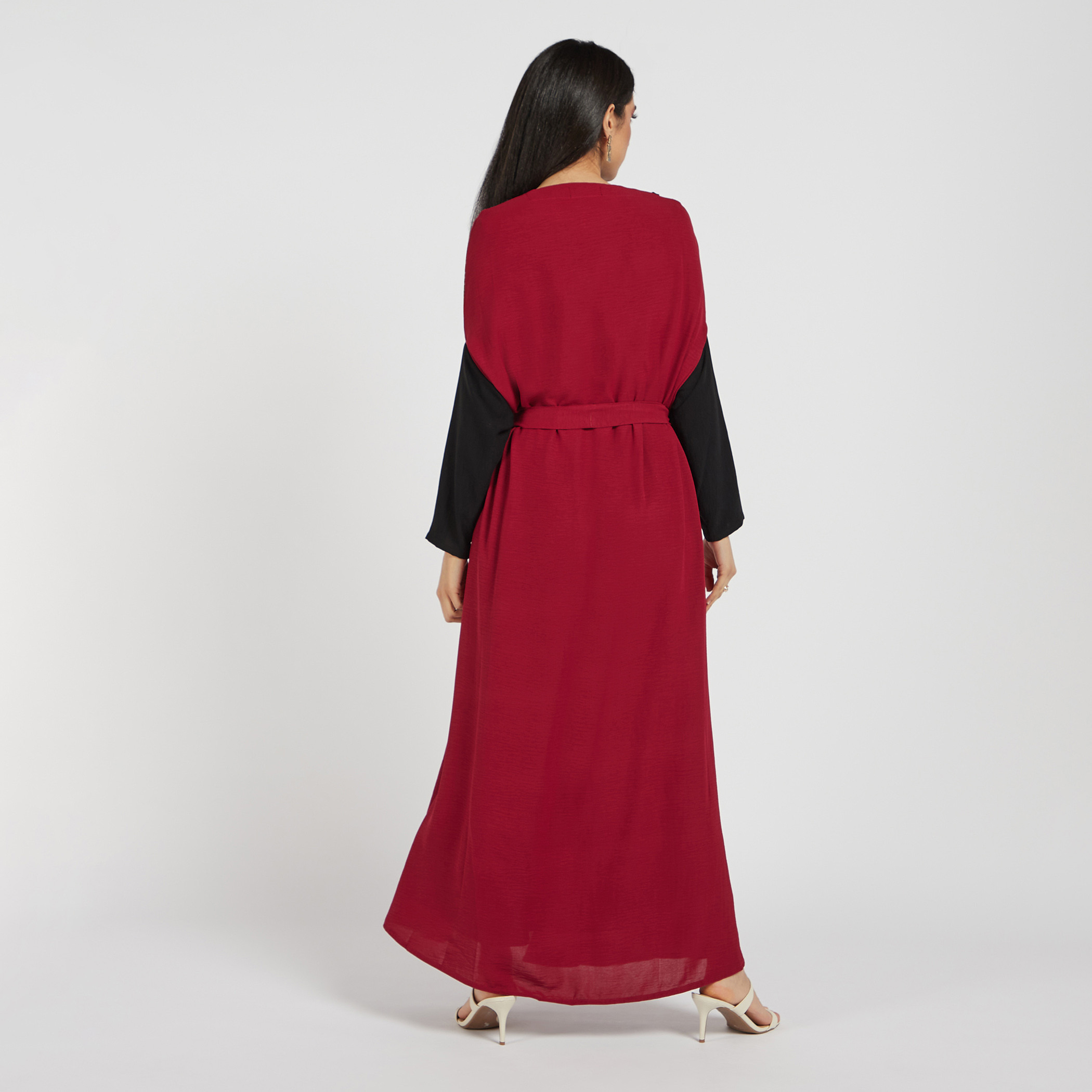 Nukhbaa Lace Detail Abaya with Belt Tie-Ups-women-arabicclothing-abayas-image-4