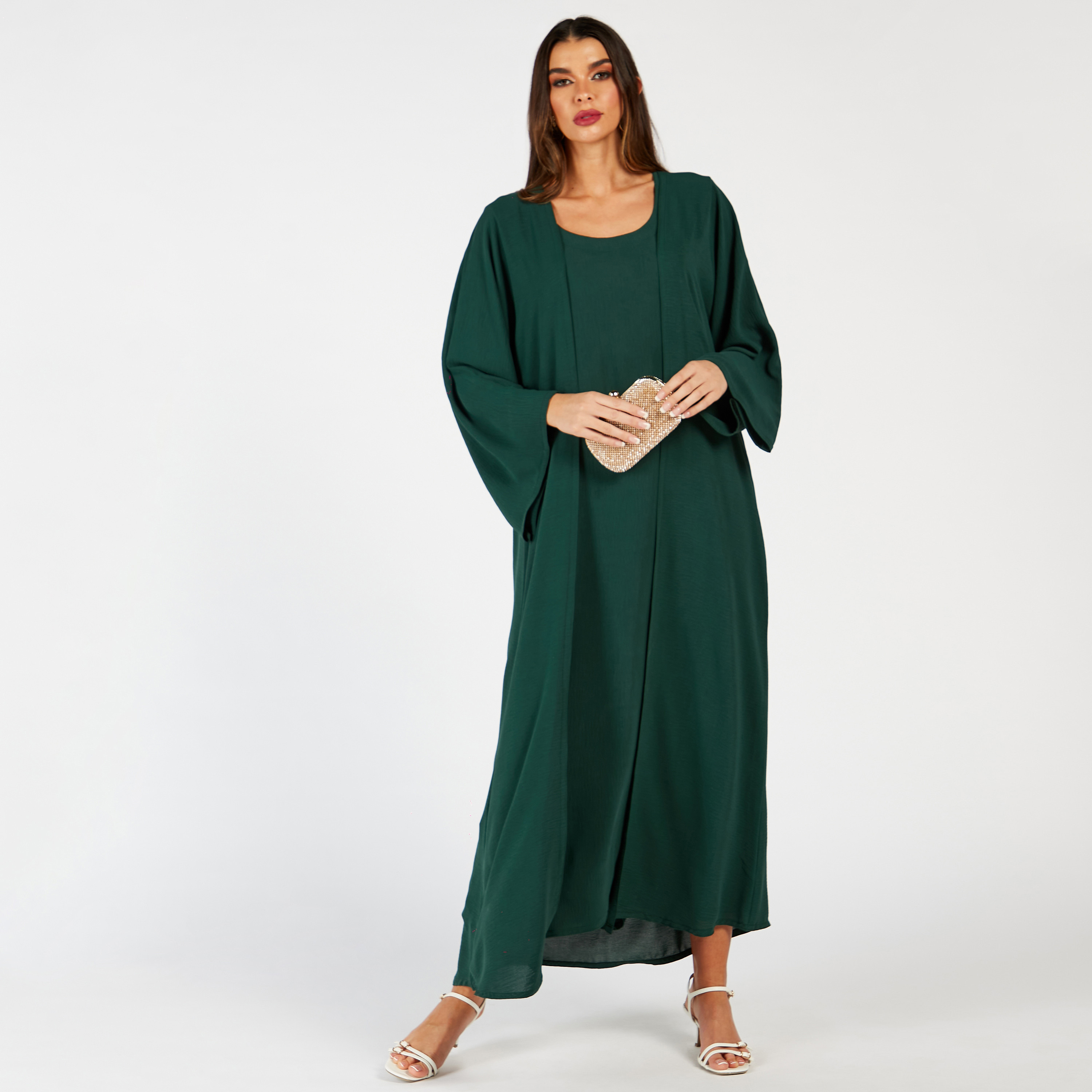 طقم عباية قطعتين بارزة الملمس من نُخبة-women-arabicclothing-abayas-image-1