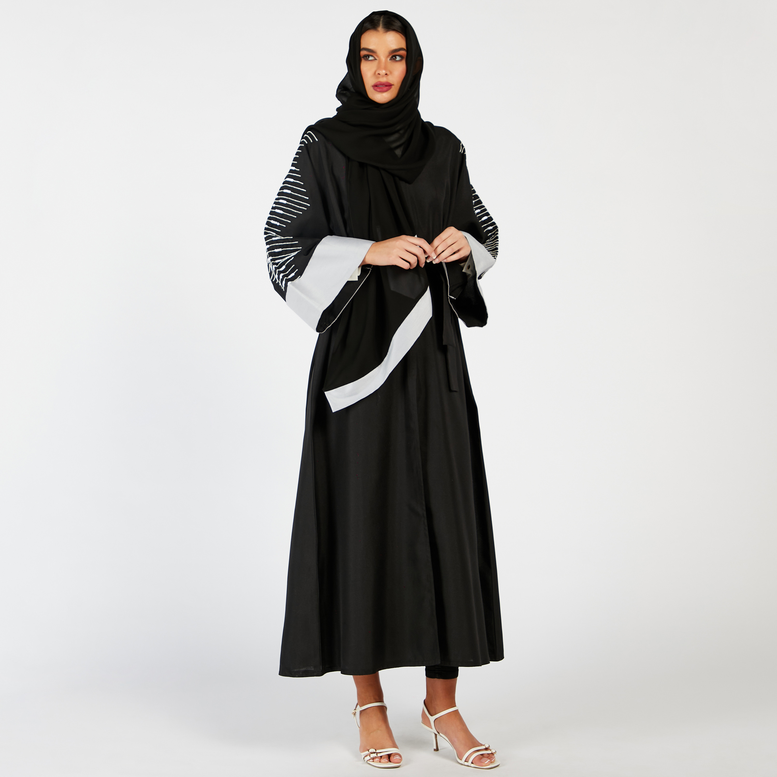 Nukhbaa Embroidered Abaya with Hijab Set-women-arabicclothing-abayas-image-1