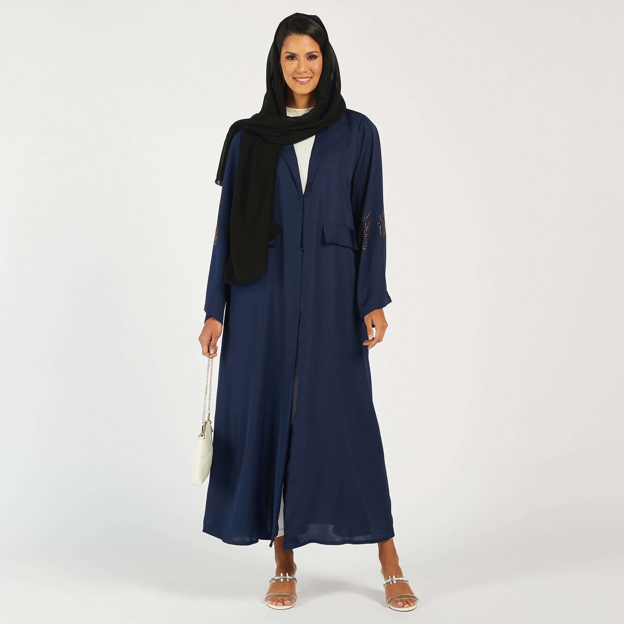 Nukhbaa Embellished Abaya with Notch Lapel-women-arabicclothing-abayas-image-1
