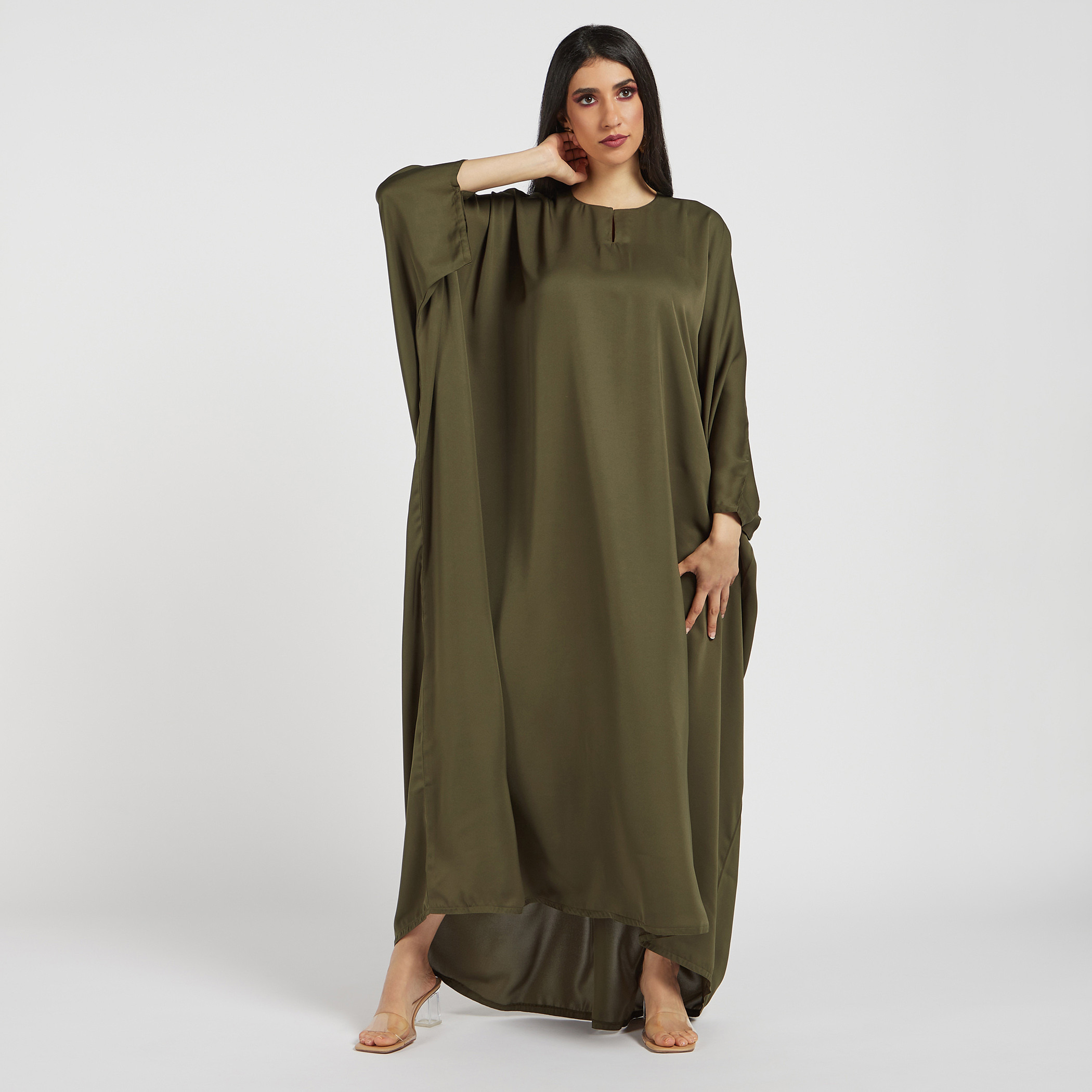 عباية سادة بياقة مستديرة وحجاب من نُخبة-women-arabicclothing-abayas-image-2