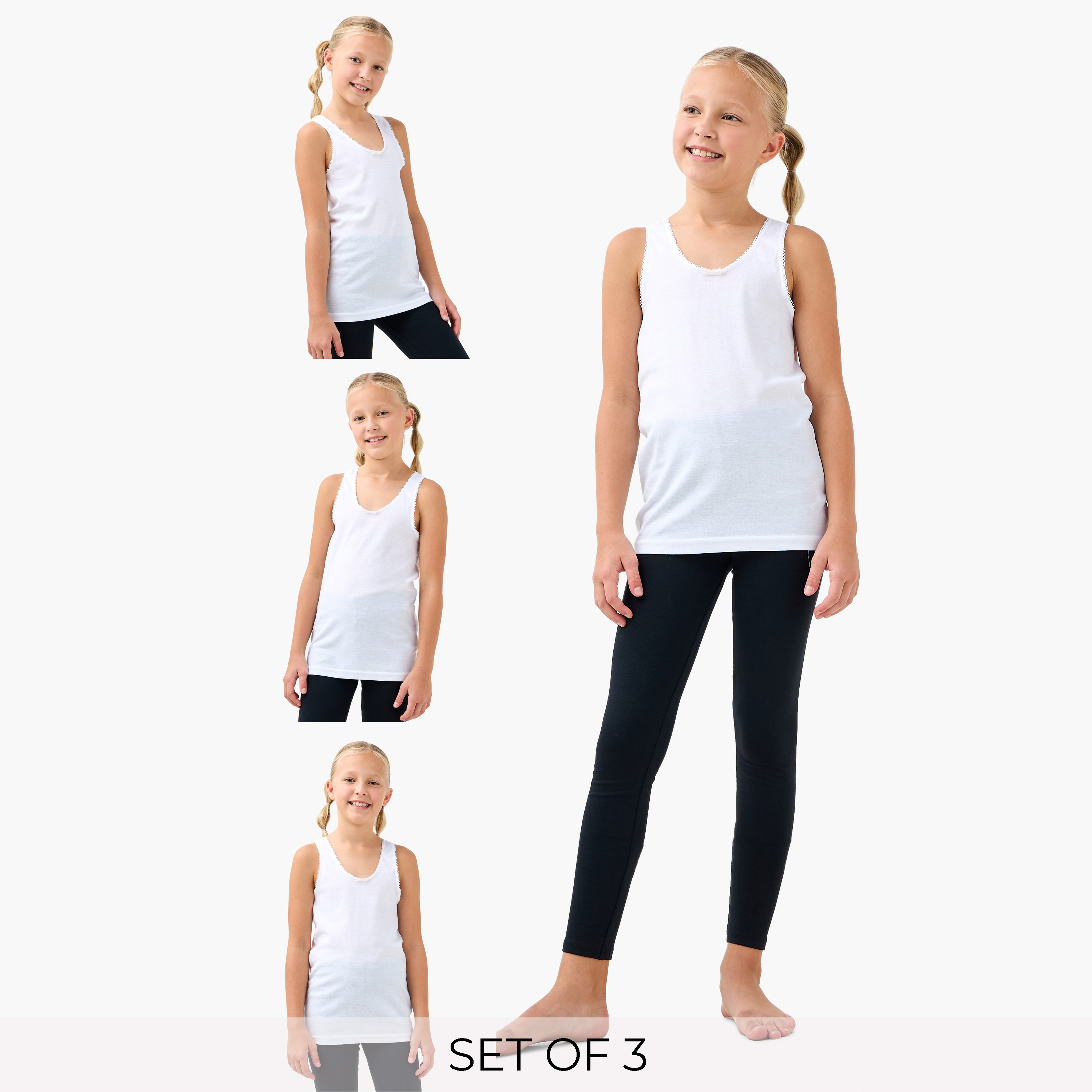 Juniors Solid Vest with Lace Detail - Set of 3-girls-clothing-innerwear-vests-image-1