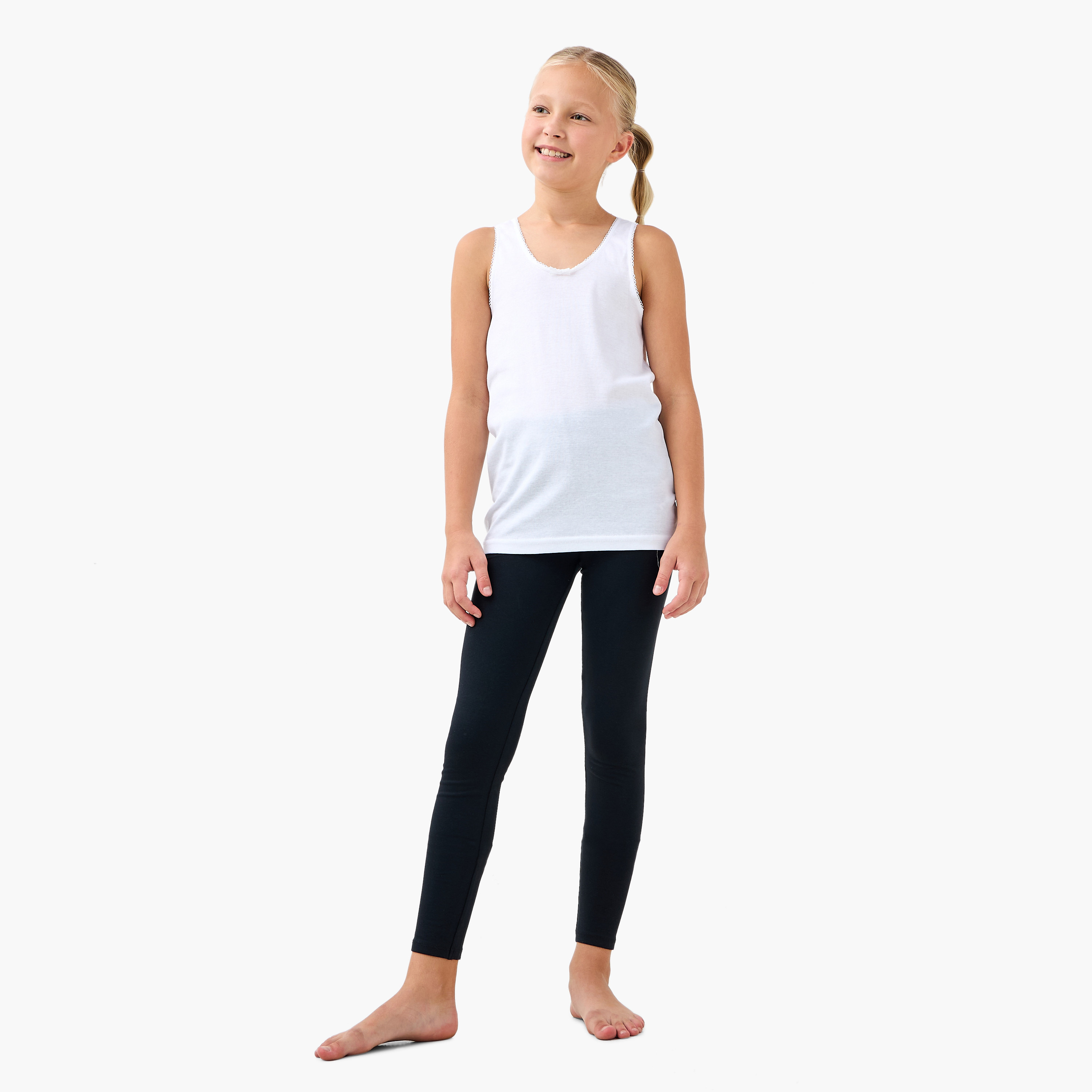 Juniors Solid Vest with Lace Detail - Set of 3-girls-clothing-innerwear-vests-image-2