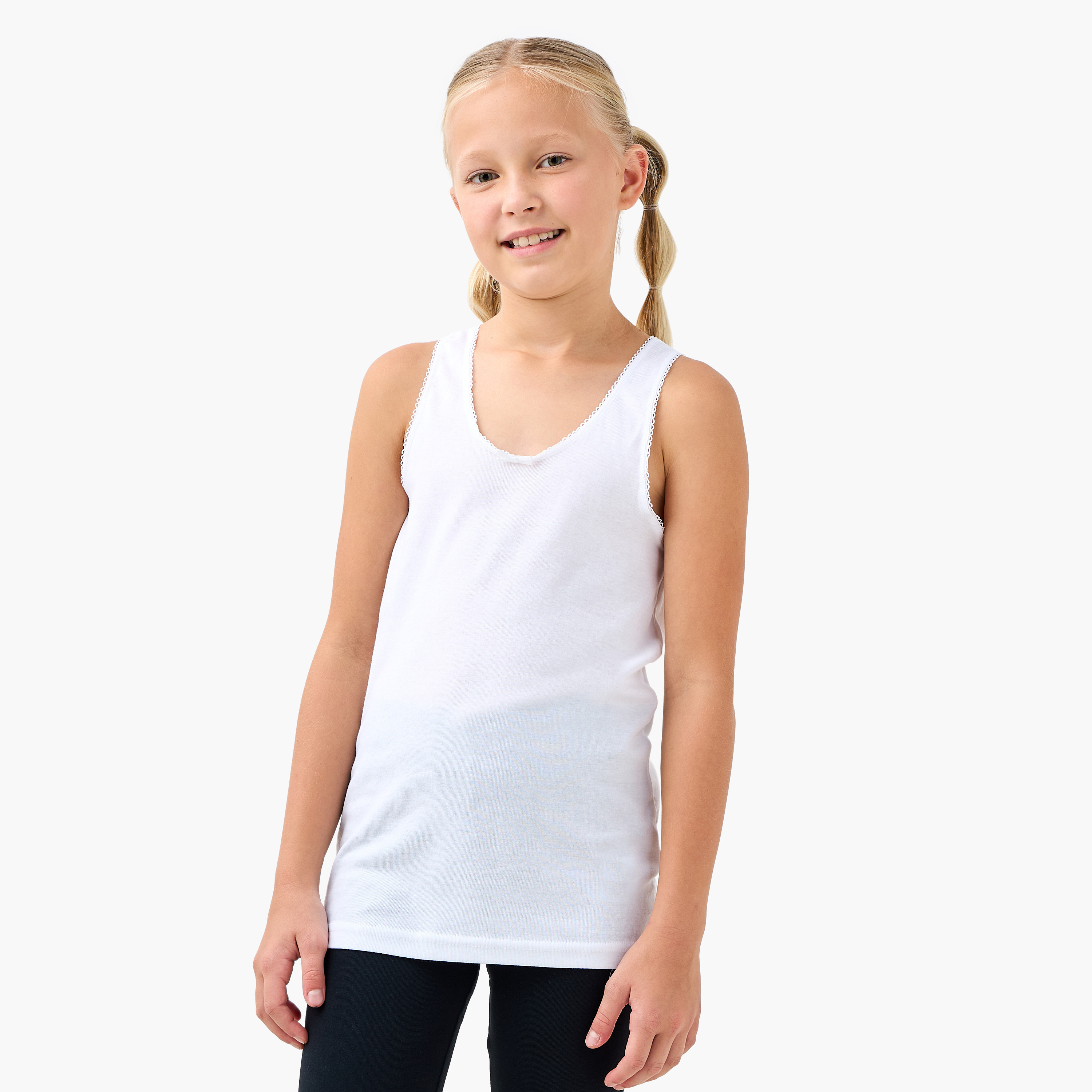 Juniors Solid Vest with Lace Detail - Set of 3-girls-clothing-innerwear-vests-image-4
