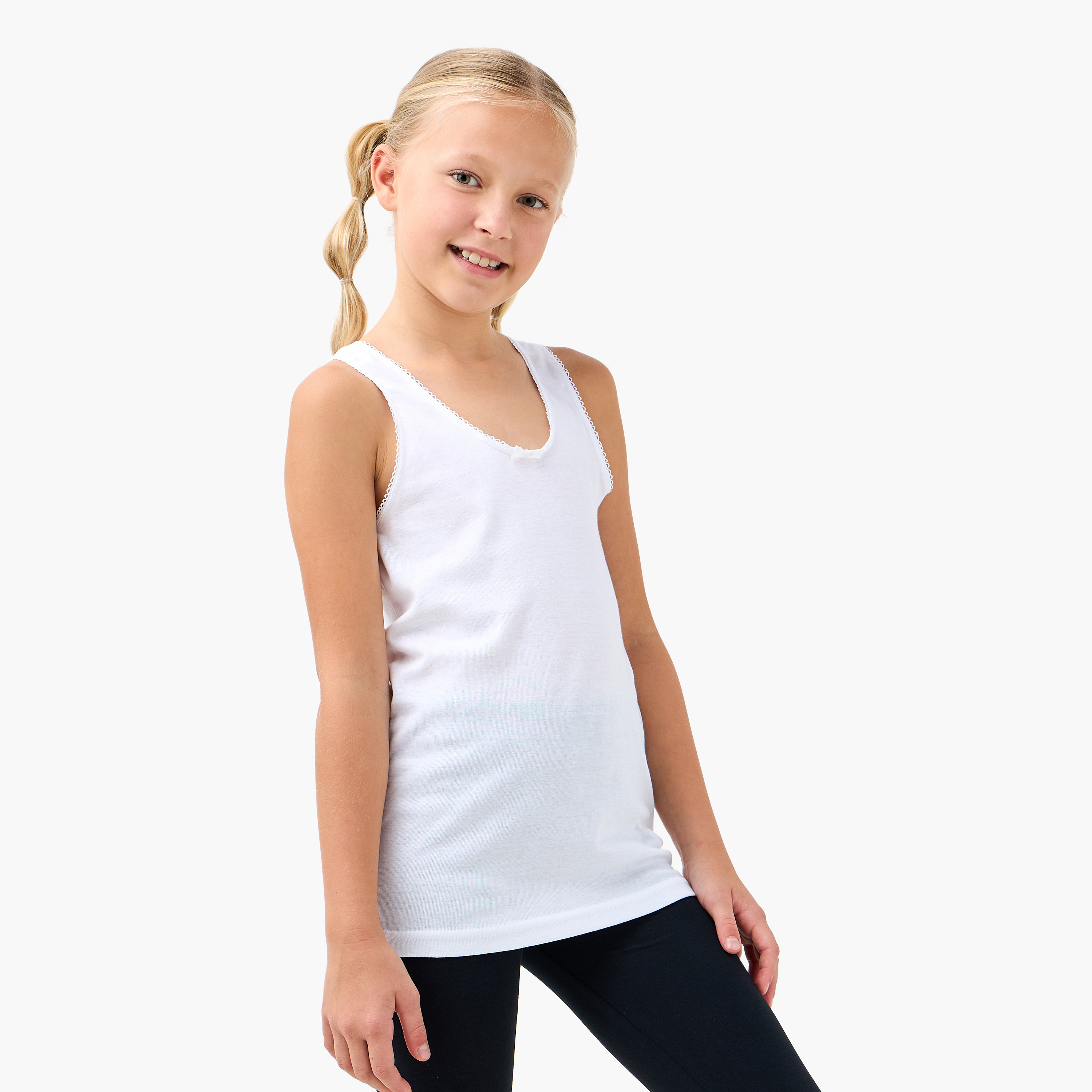 Juniors Solid Vest with Lace Detail - Set of 3-girls-clothing-innerwear-vests-image-5