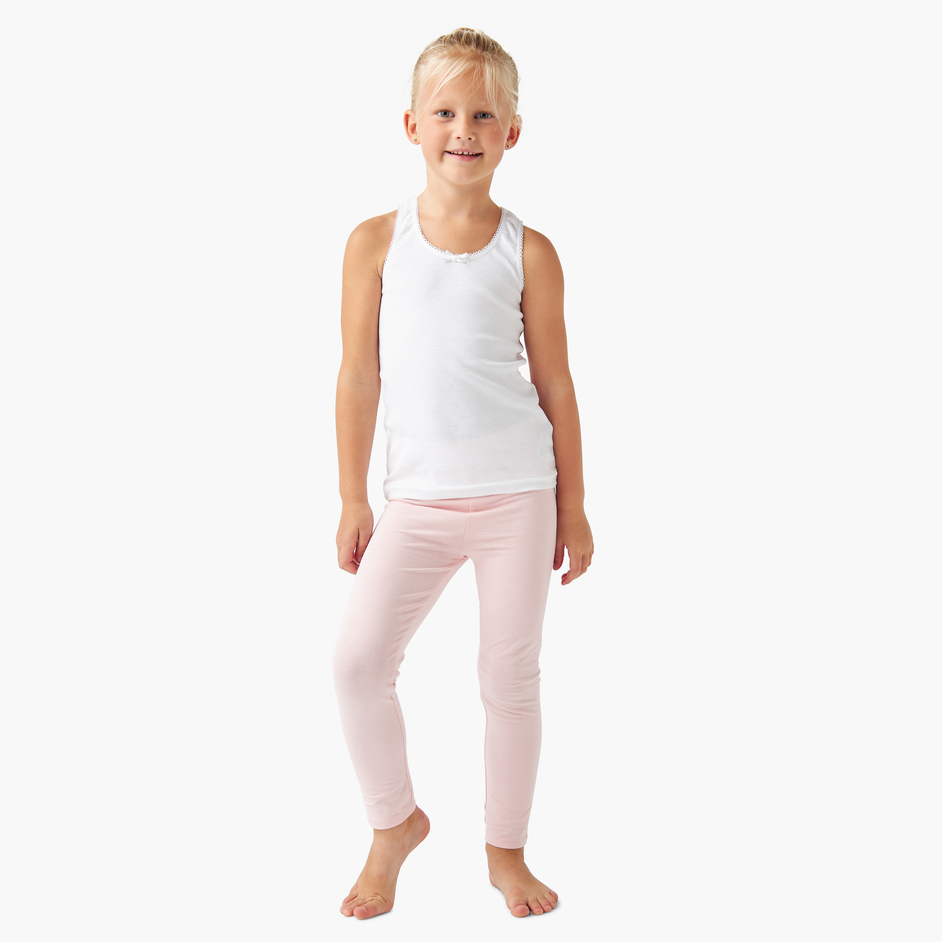 سترة دون أكمام سادة وبتفاصيل شريطة من جونيورز- طقم من 3 قطع-girls-clothing-innerwear-vests-image-7