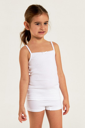 Juniors Bow Detail Vest with Spaghetti Straps