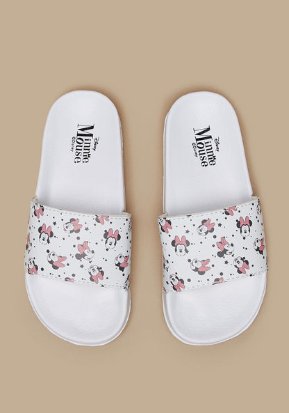 Minnie Mouse Print Slip-On Slide Slippers-Girl%27s Flip Flops & Beach Slippers-image-0