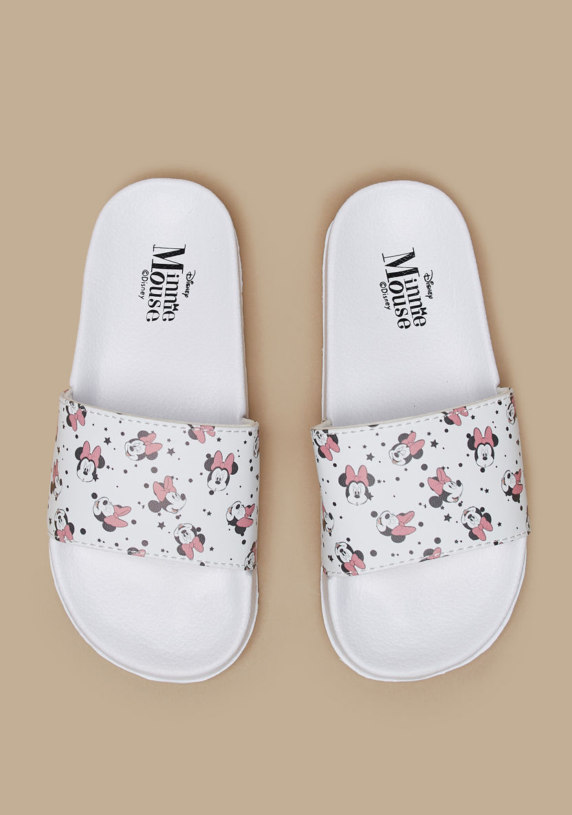 Minnie Mouse Print Slip-On Slide Slippers-Girl%27s Flip Flops & Beach Slippers-image-0