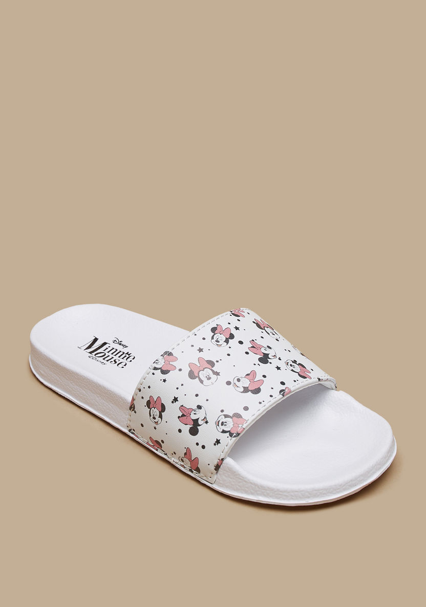 Minnie Mouse Print Slip-On Slide Slippers-Girl%27s Flip Flops & Beach Slippers-image-1
