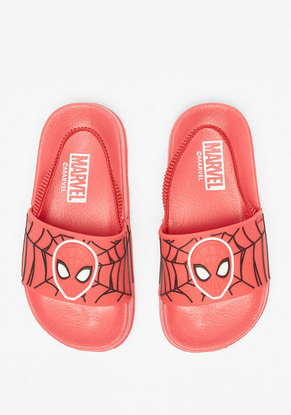 Marvel Spider-Man Print Slide Slippers with Backstrap-Boy%27s Flip Flops & Beach Slippers-image-0