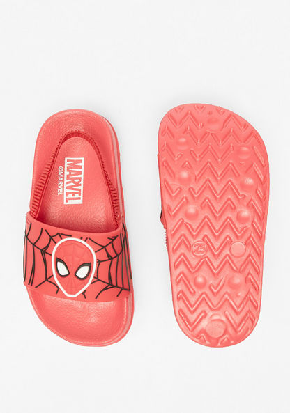Marvel Spider-Man Print Slide Slippers with Backstrap-Boy%27s Flip Flops & Beach Slippers-image-4