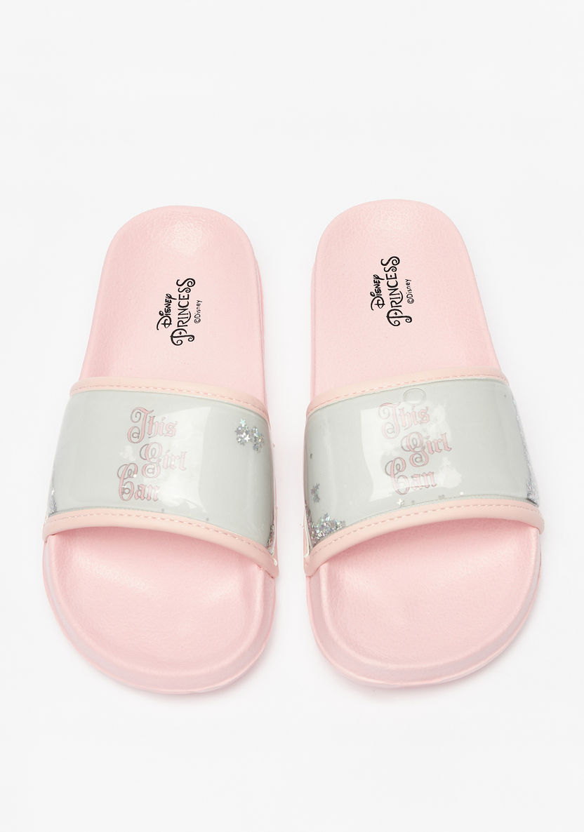 Disney Princess Glitter Print Slide Slippers-Girl%27s Flip Flops & Beach Slippers-image-0