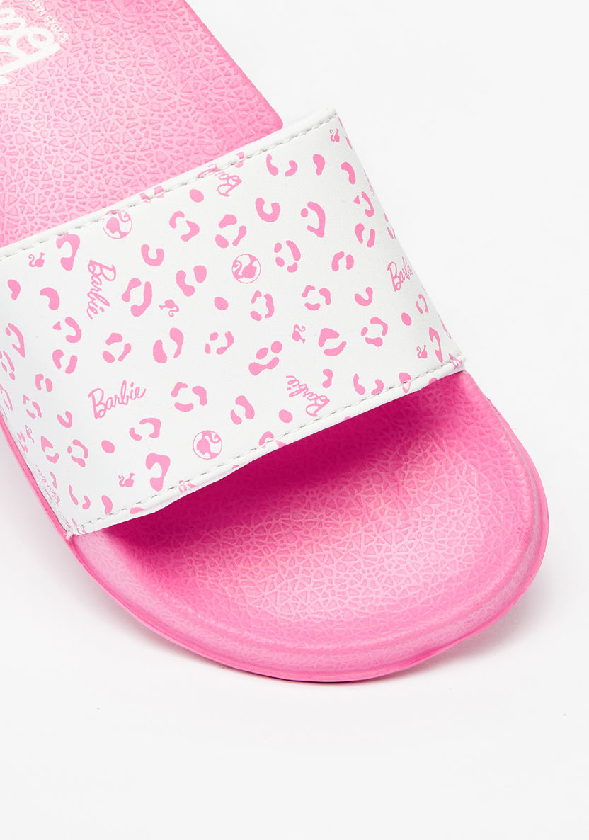 Barbie Printed Slip-On Slide Slippers-Girl%27s Flip Flops & Beach Slippers-image-3