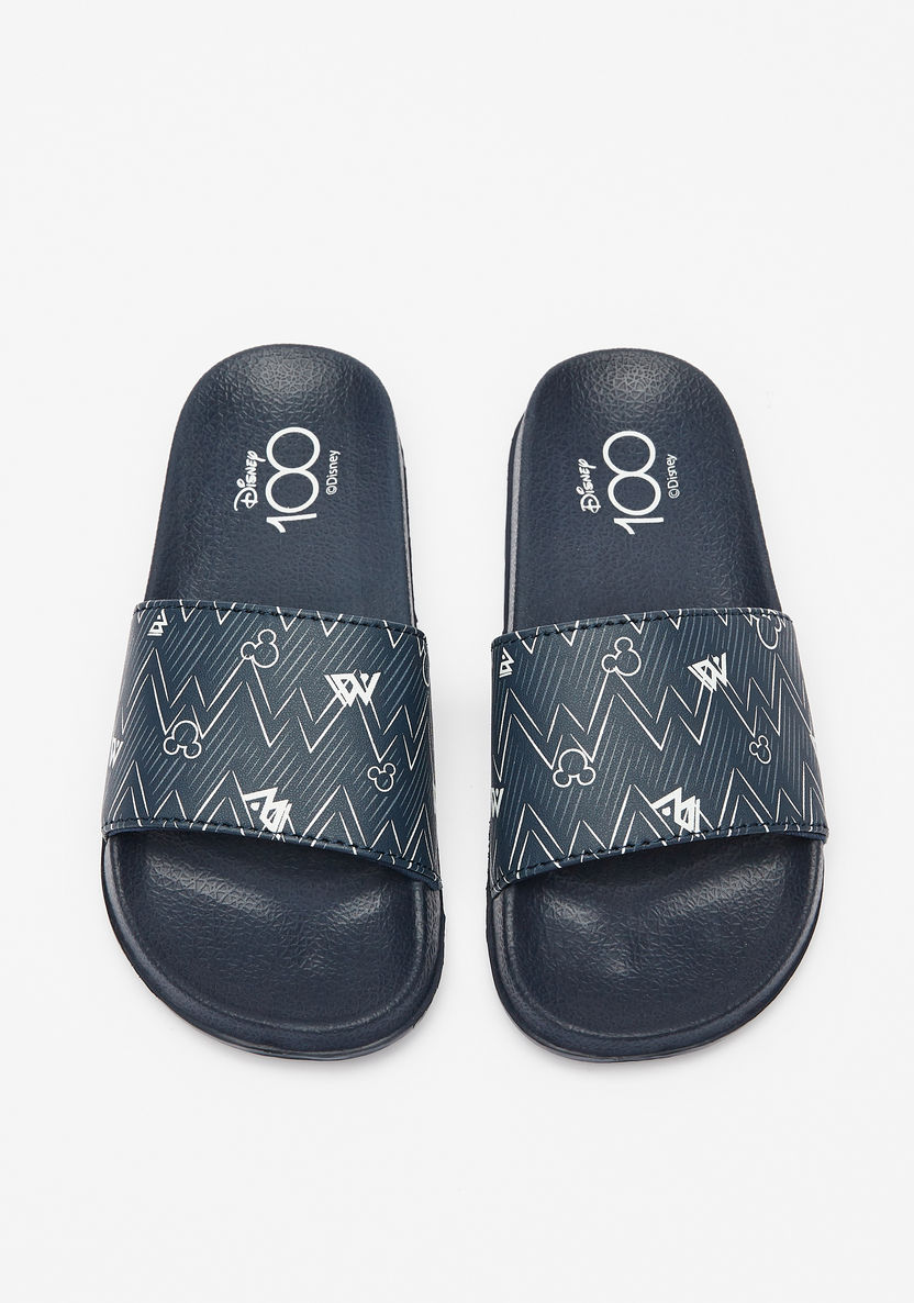 Disney Mickey Mouse Print Slip-On Slide Slippers-Boy%27s Flip Flops & Beach Slippers-image-0