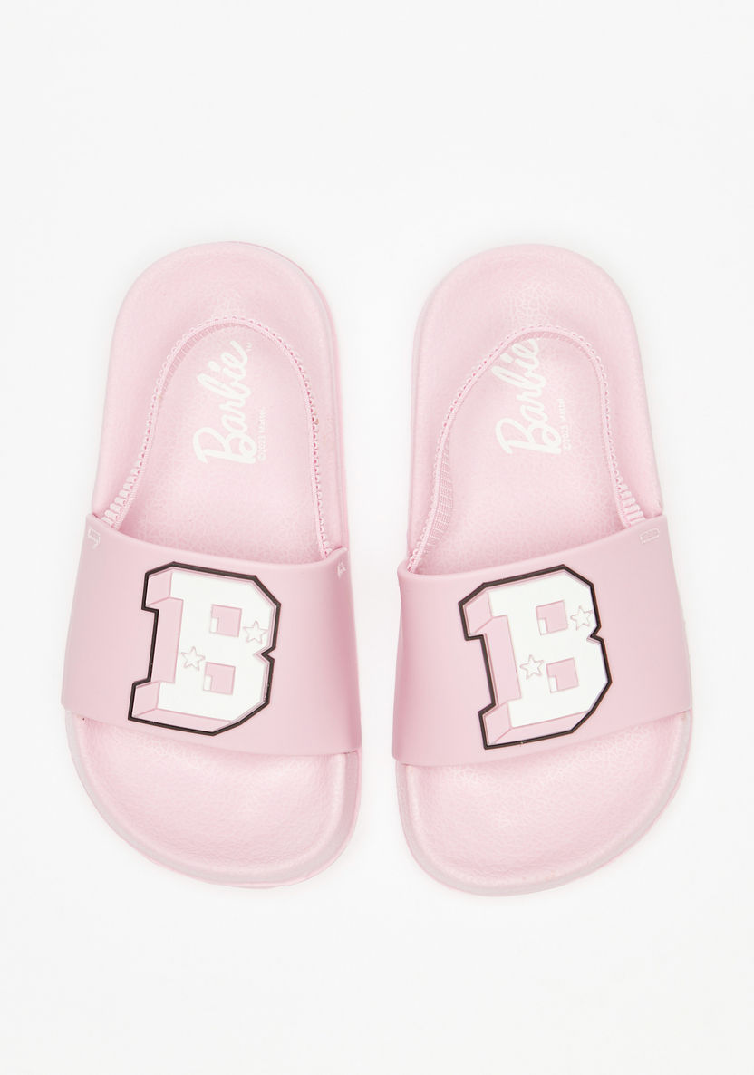 Barbie Embossed Slip-On Slide Slippers-Girl%27s Flip Flops & Beach Slippers-image-0