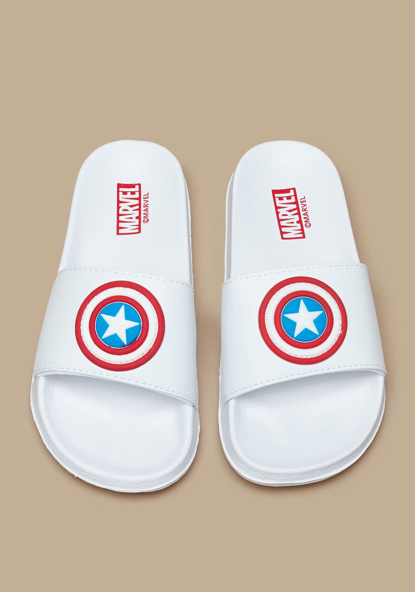 Captain America Embossed Slip-On Slide Slippers-Boy%27s Flip Flops & Beach Slippers-image-0