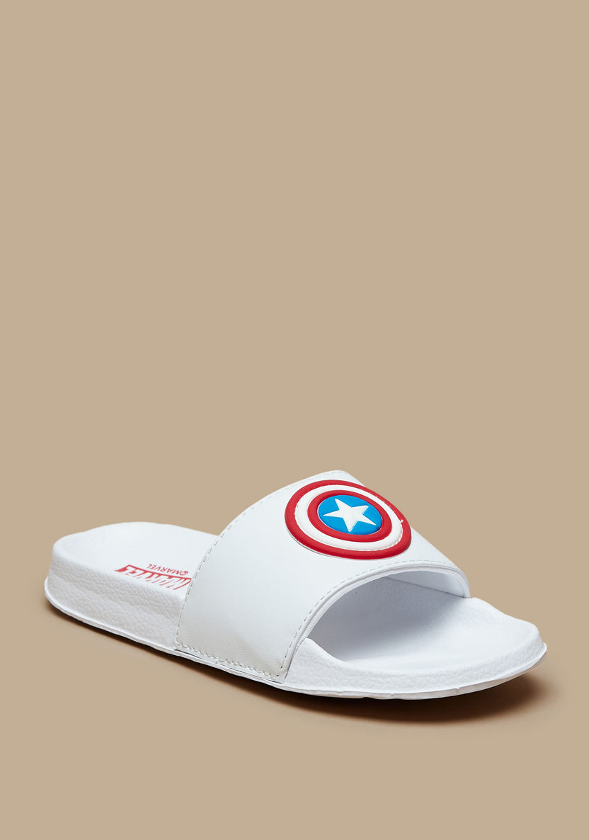 Captain America Embossed Slip-On Slide Slippers-Boy%27s Flip Flops & Beach Slippers-image-1