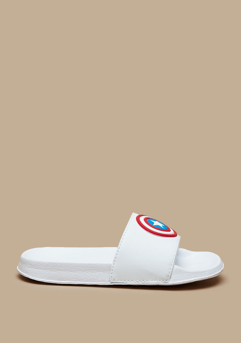 Captain America Embossed Slip-On Slide Slippers-Boy%27s Flip Flops & Beach Slippers-image-2