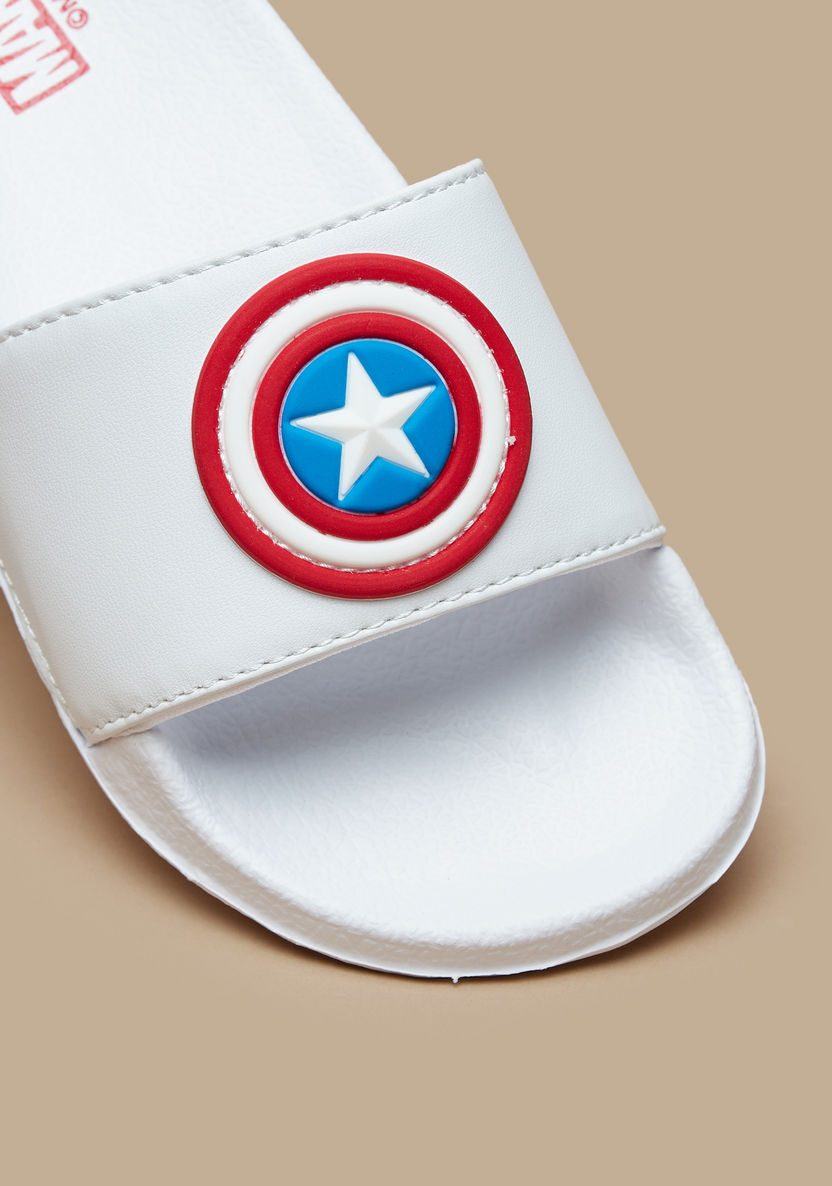 Captain America Embossed Slip-On Slide Slippers-Boy%27s Flip Flops & Beach Slippers-image-3