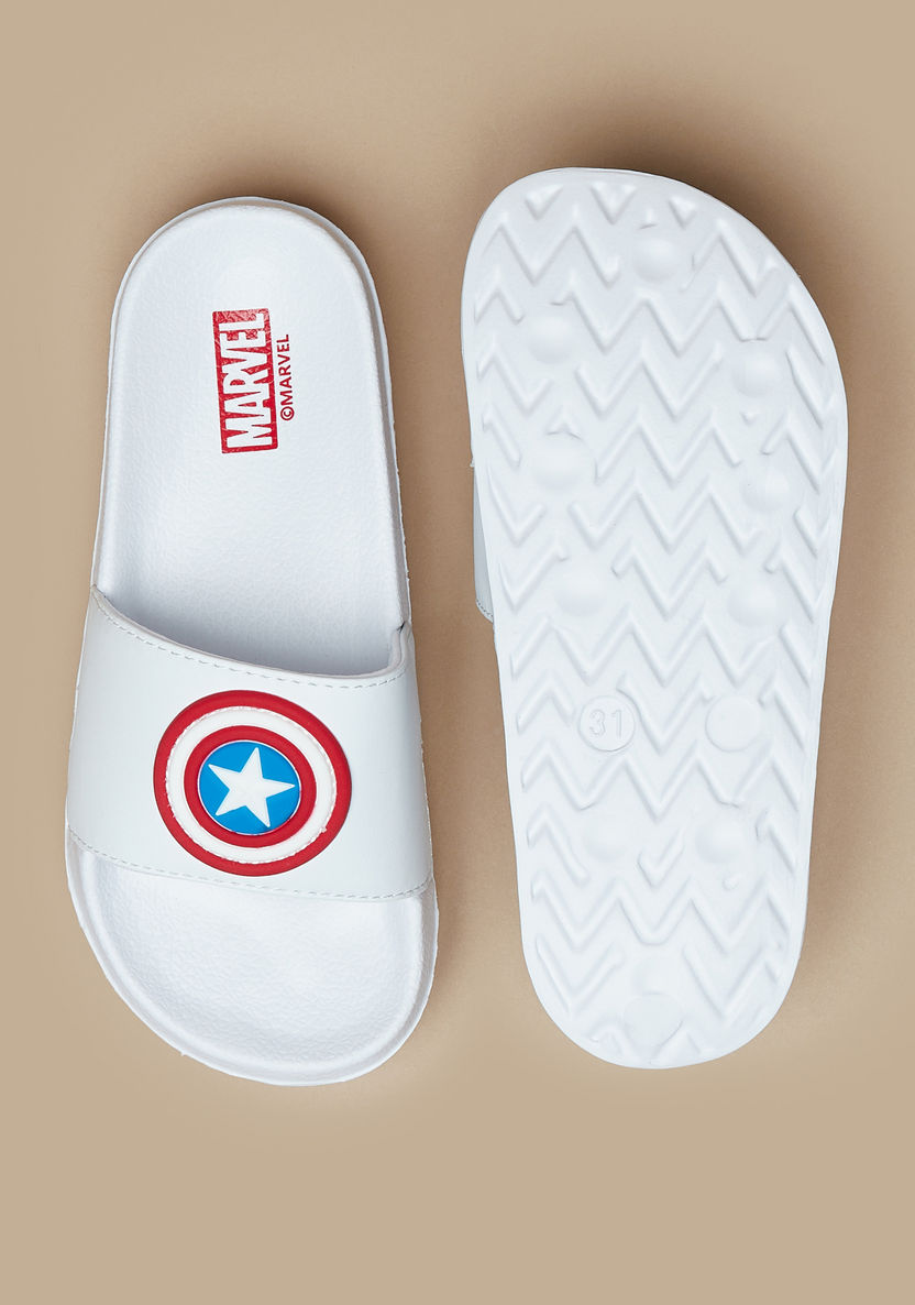 Captain America Embossed Slip-On Slide Slippers-Boy%27s Flip Flops & Beach Slippers-image-4