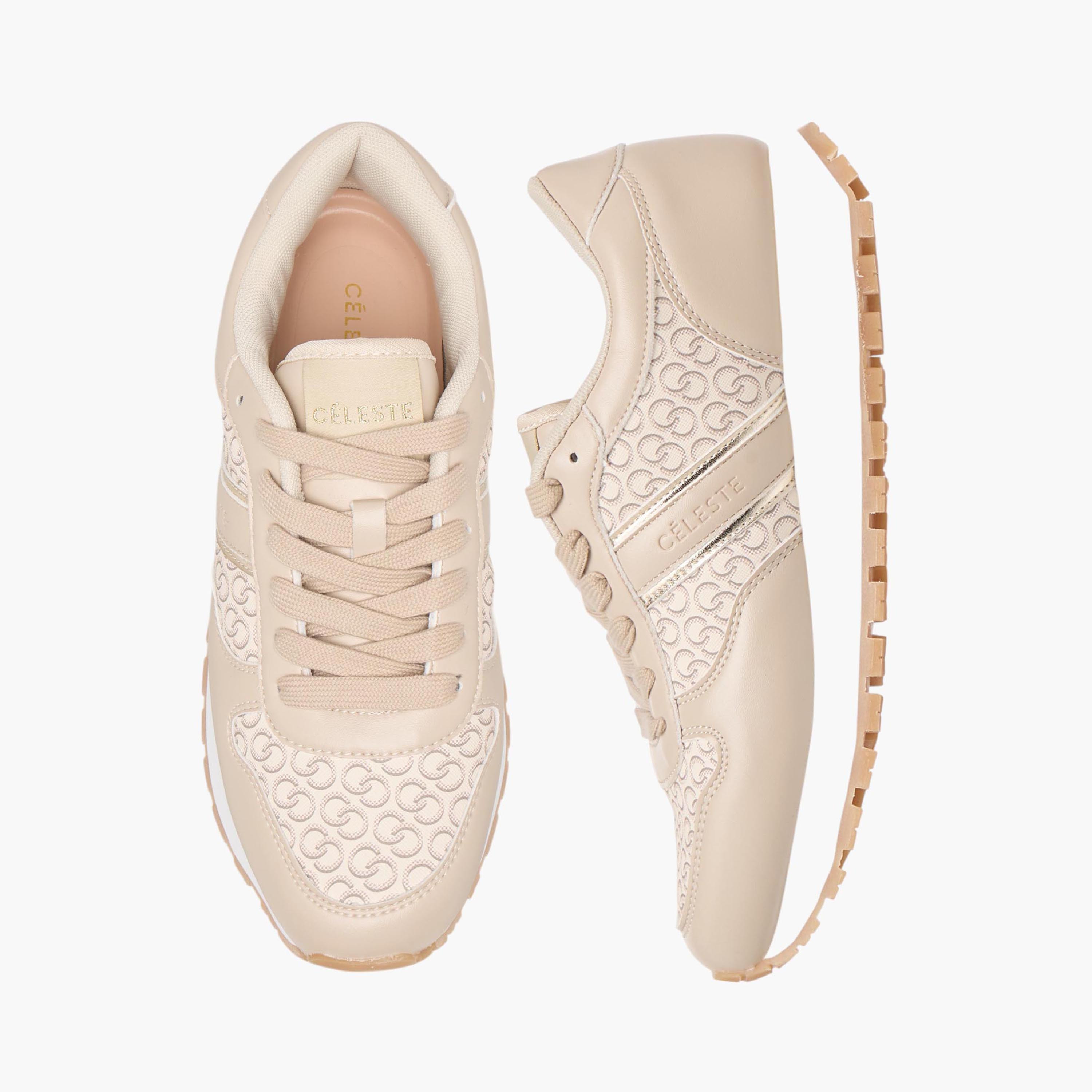 حذاء سنيكرز برباط إغلاق وطبعات مونوجرام للنساء من سيليست-women-shoes-sneakers-image-1
