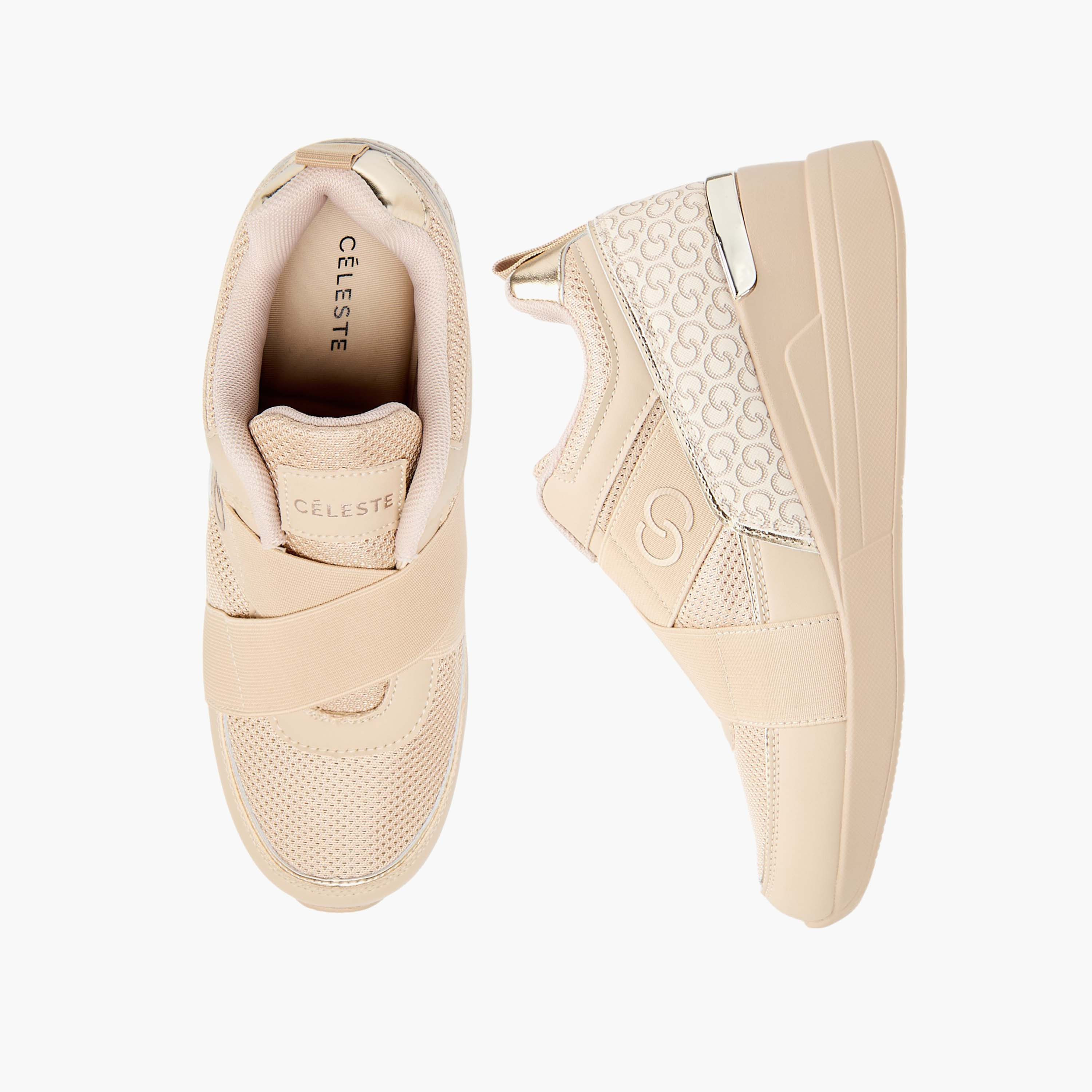 حذاء سنيكرز سهل الارتداء بكعب ويدج وطبعات مونوجرام للنساء من سيليست-women-shoes-sneakers-image-1