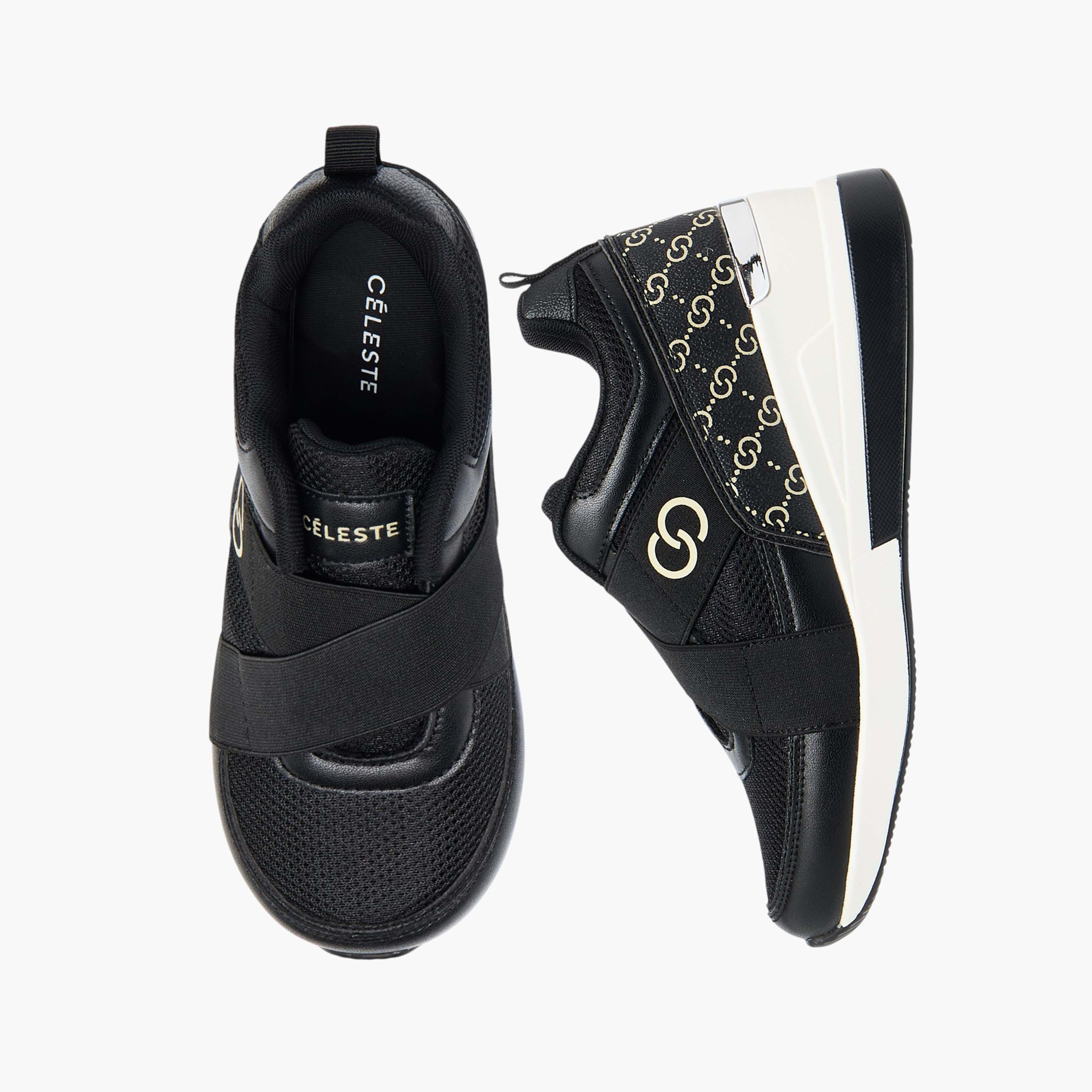 حذاء سنيكرز سهل الارتداء بكعب ويدج وطبعات مونوجرام للنساء من سيليست-women-shoes-sneakers-image-1