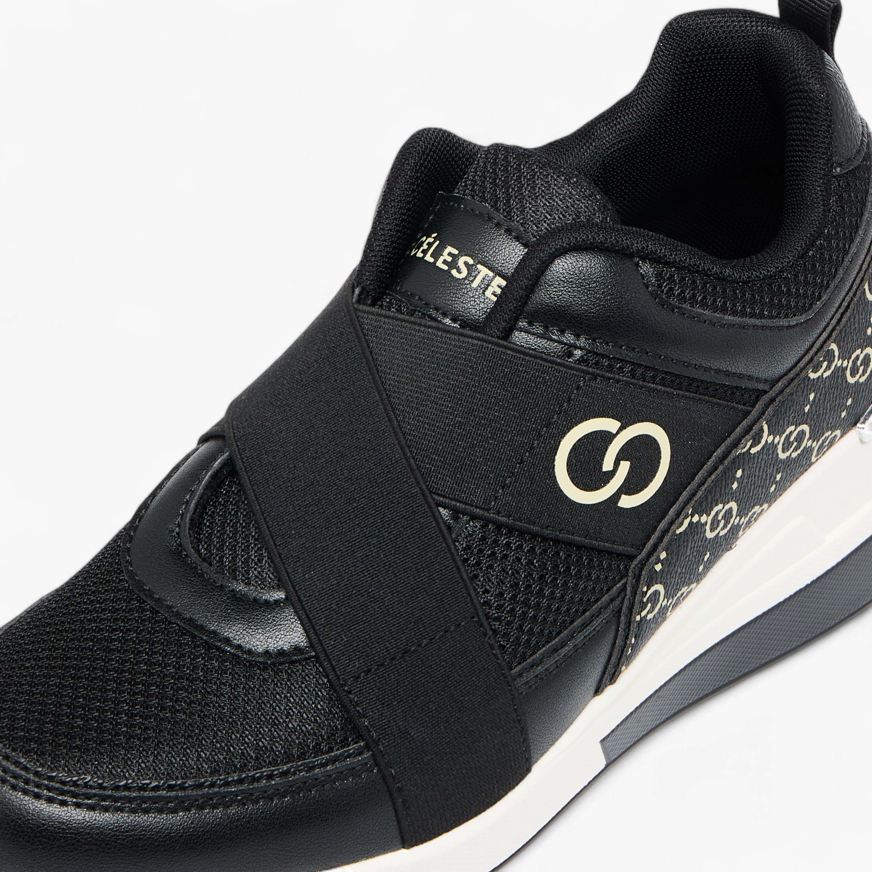 حذاء سنيكرز سهل الارتداء بكعب ويدج وطبعات مونوجرام للنساء من سيليست-women-shoes-sneakers-image-4