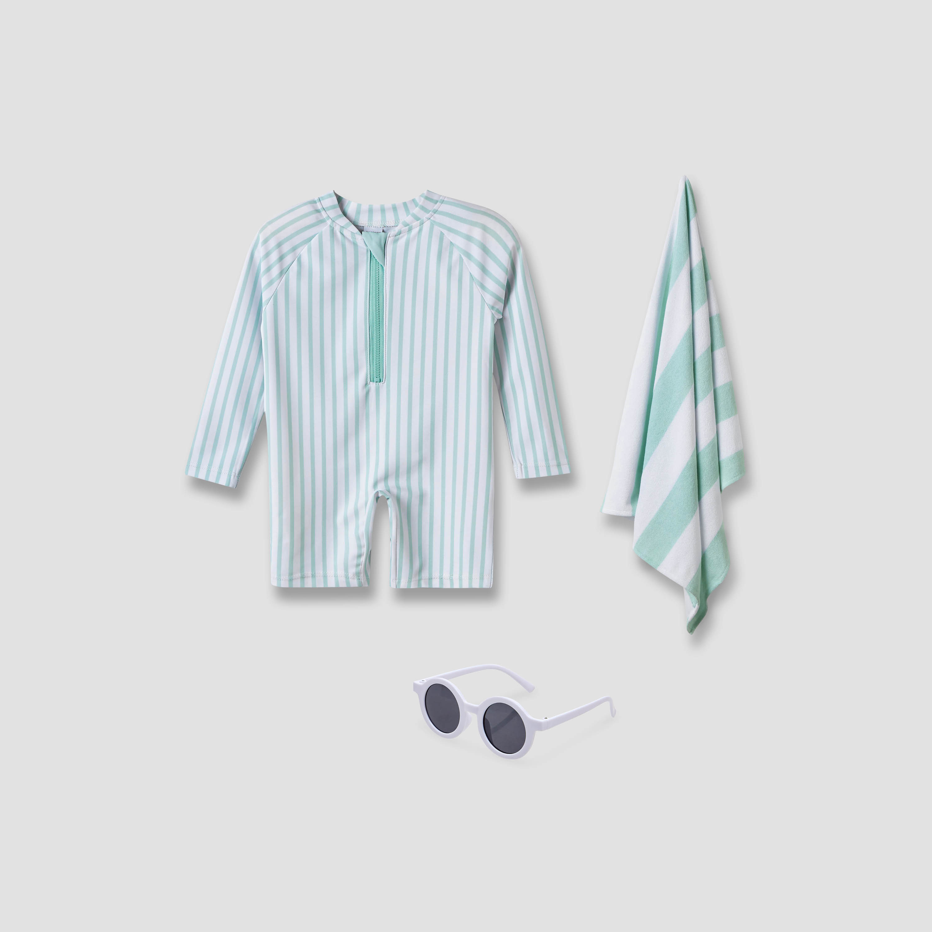 Juniors Striped Swimsuit with Towel and Sunglasses-baby-boys-clothing-swimwear-image-1