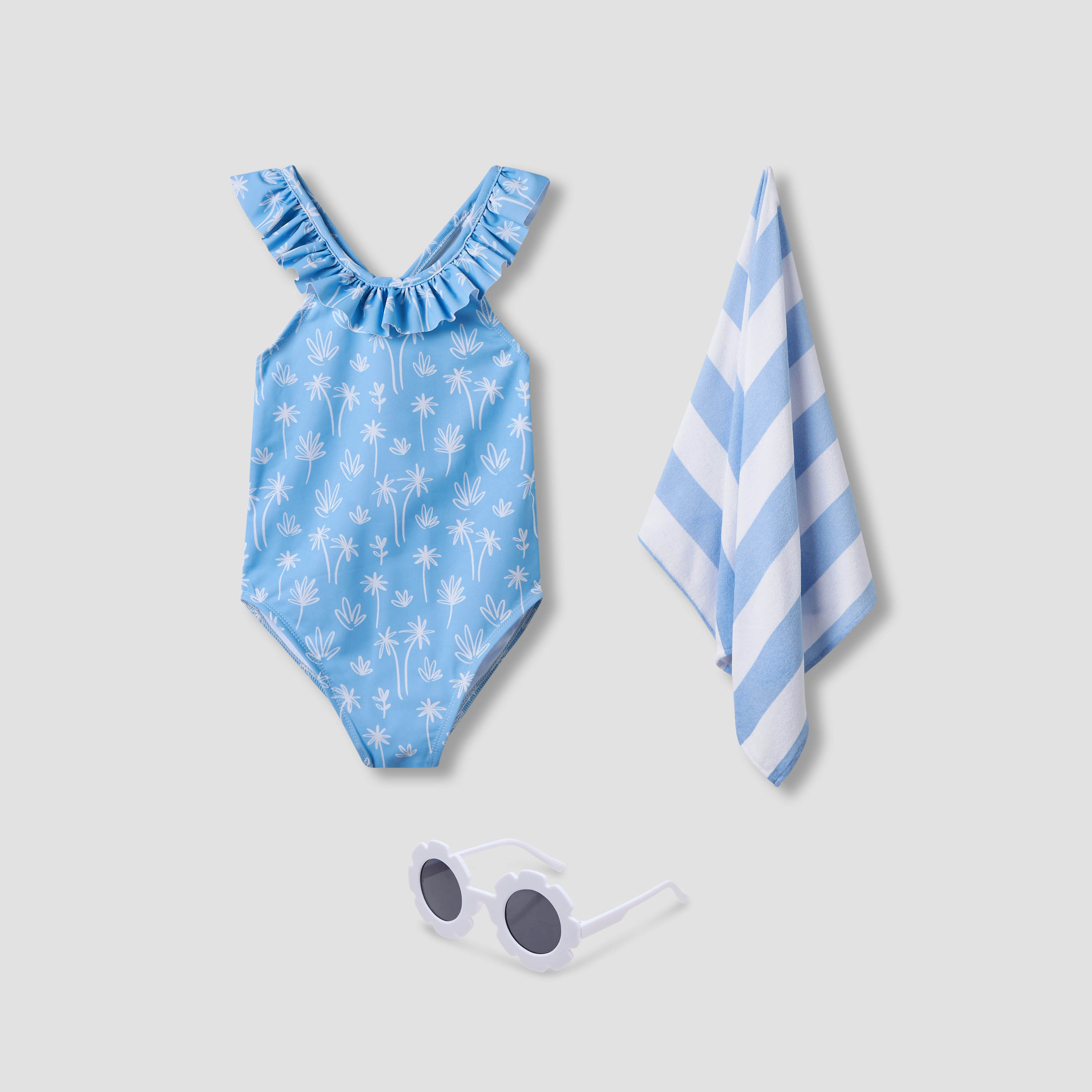 Juniors Palm Print Swimsuit with Ruffle Accent-baby-girls-clothing-swimwear-image-1