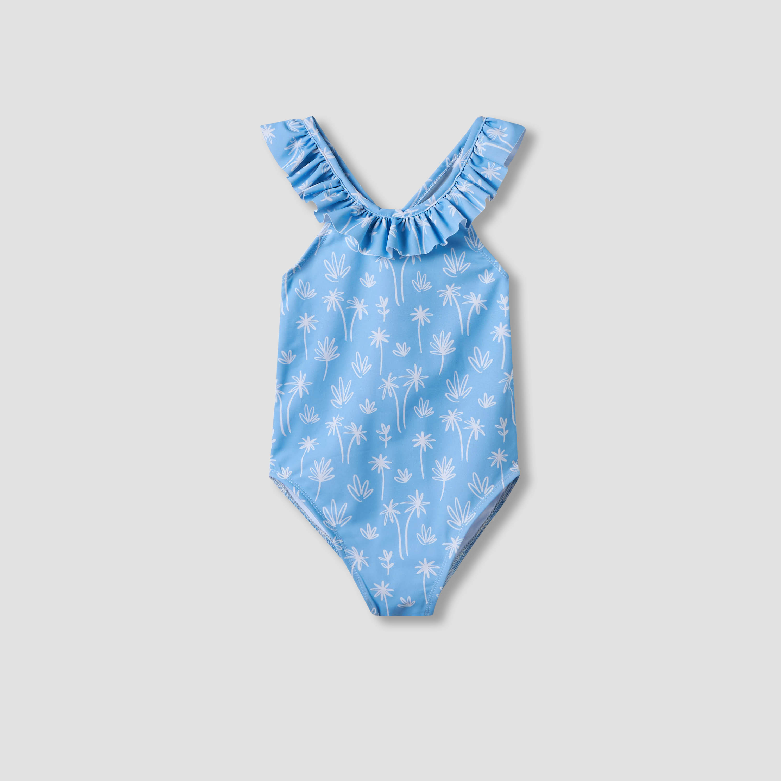 Juniors Palm Print Swimsuit with Ruffle Accent-baby-girls-clothing-swimwear-image-2