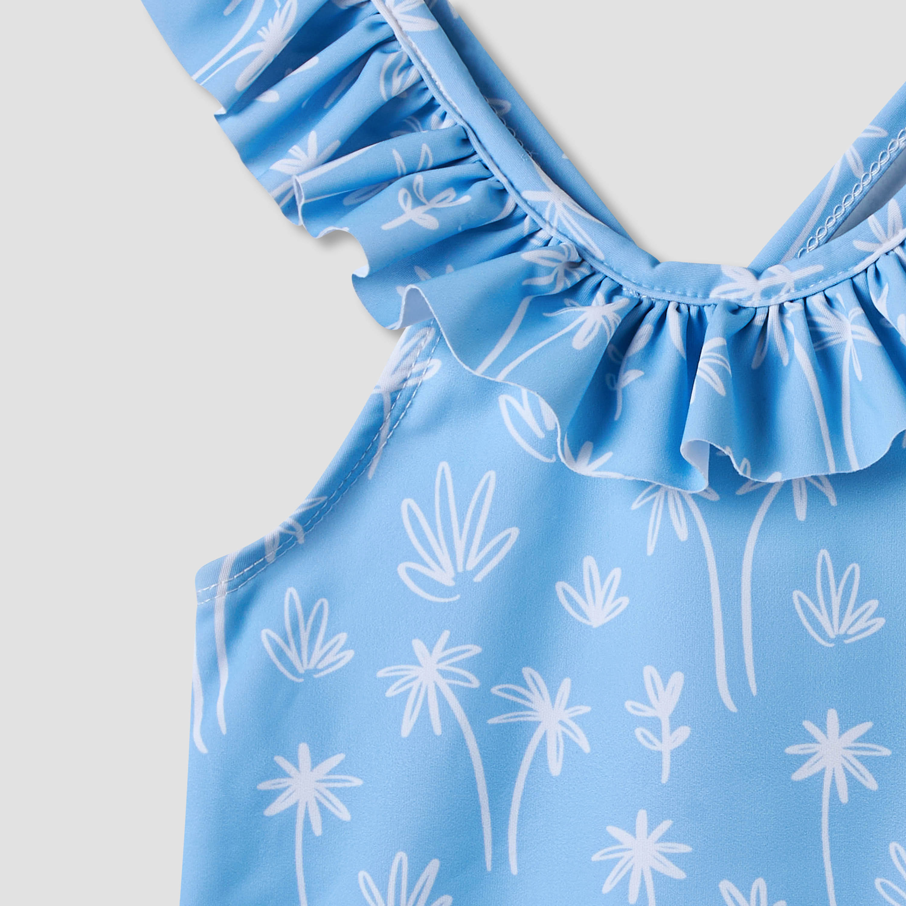 Juniors Palm Print Swimsuit with Ruffle Accent-baby-girls-clothing-swimwear-image-3