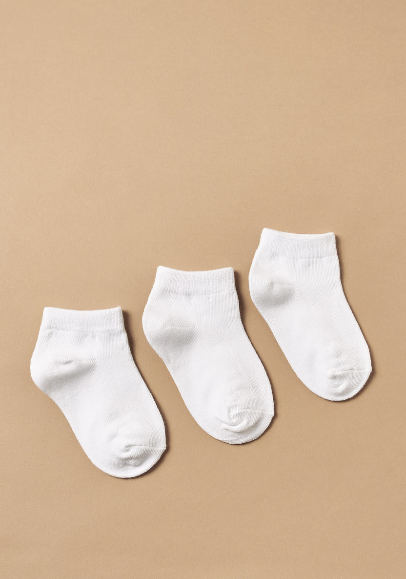Juniors Solid Ankle Length Trainer Socks - Set of 3-Multipacks-image-0