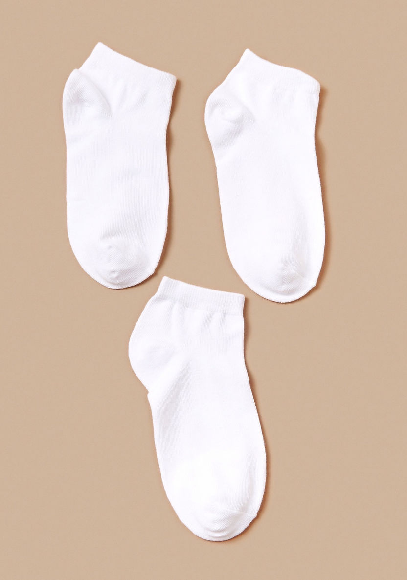 Juniors Solid Ankle Socks - Set of 3-Socks-image-3